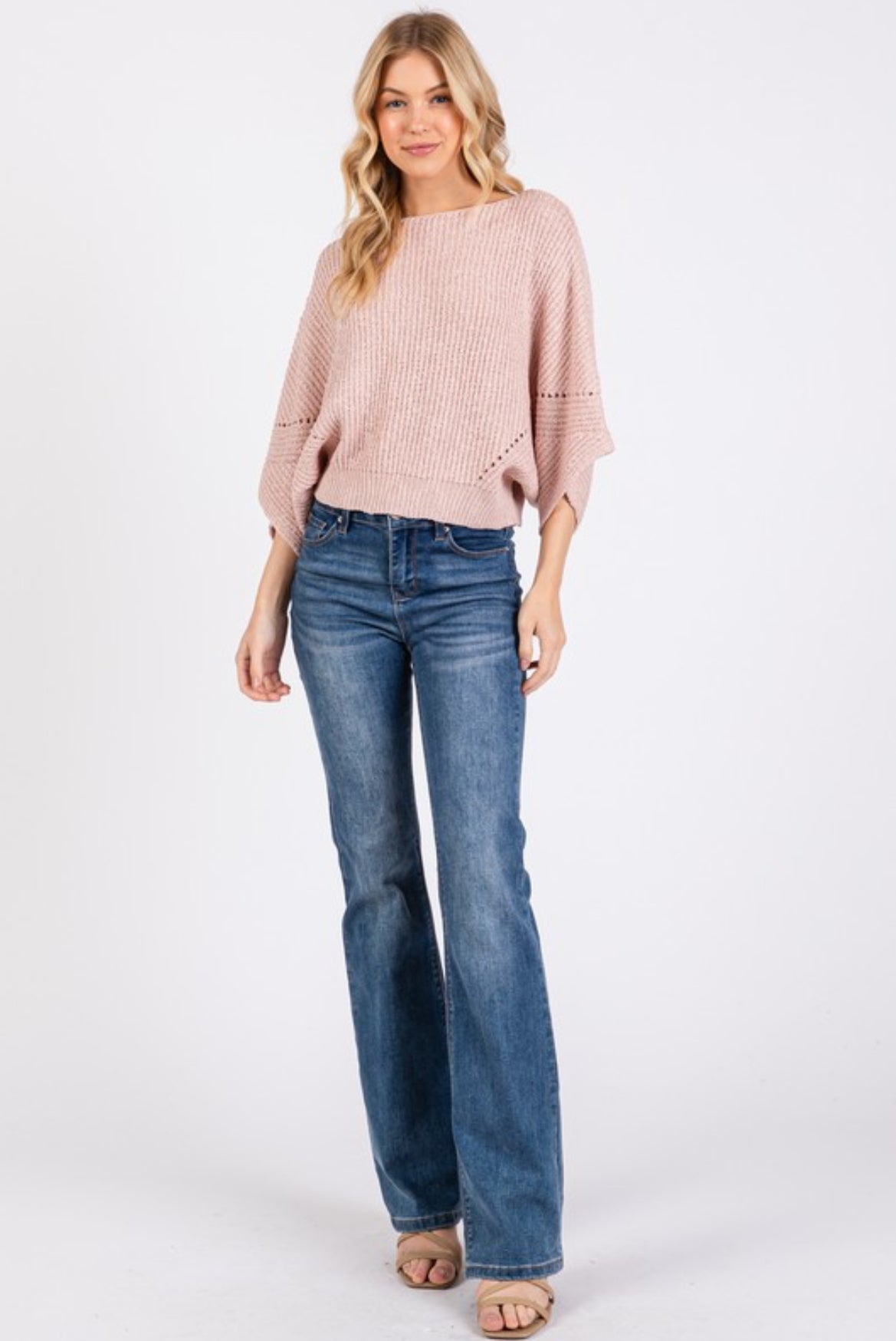 Blush Knit Dolman Sleeve Top