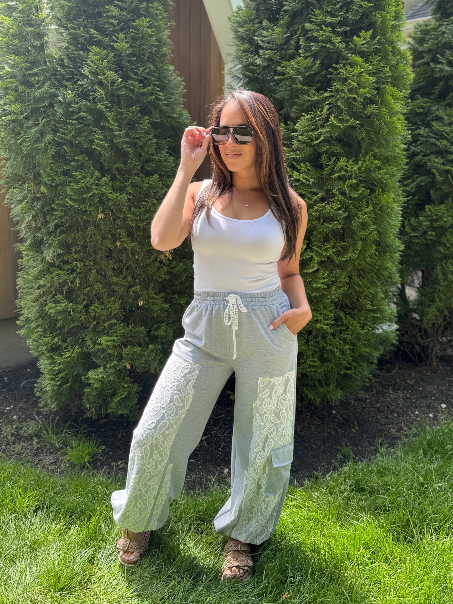 Lace insert harem Pants