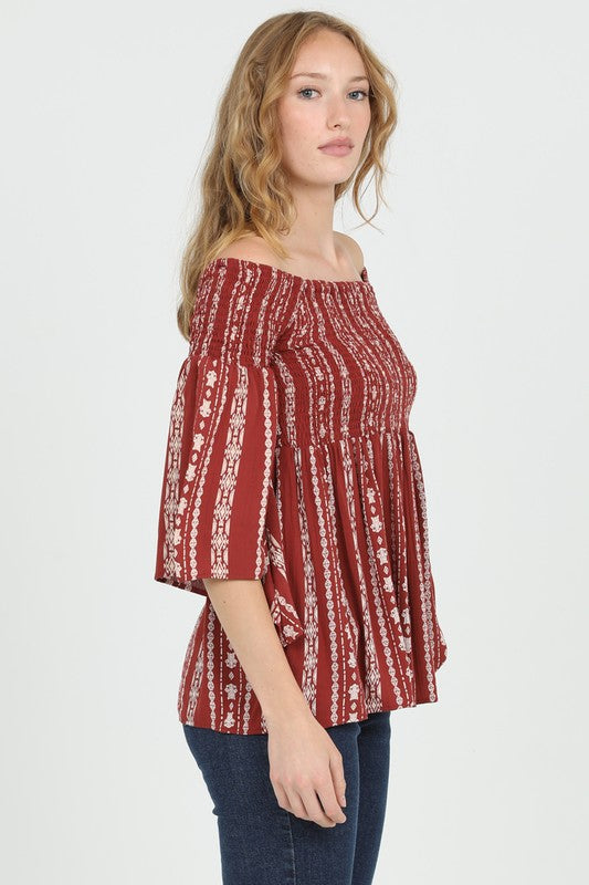 Diane Off The Shoulder Flare Sleeve Top