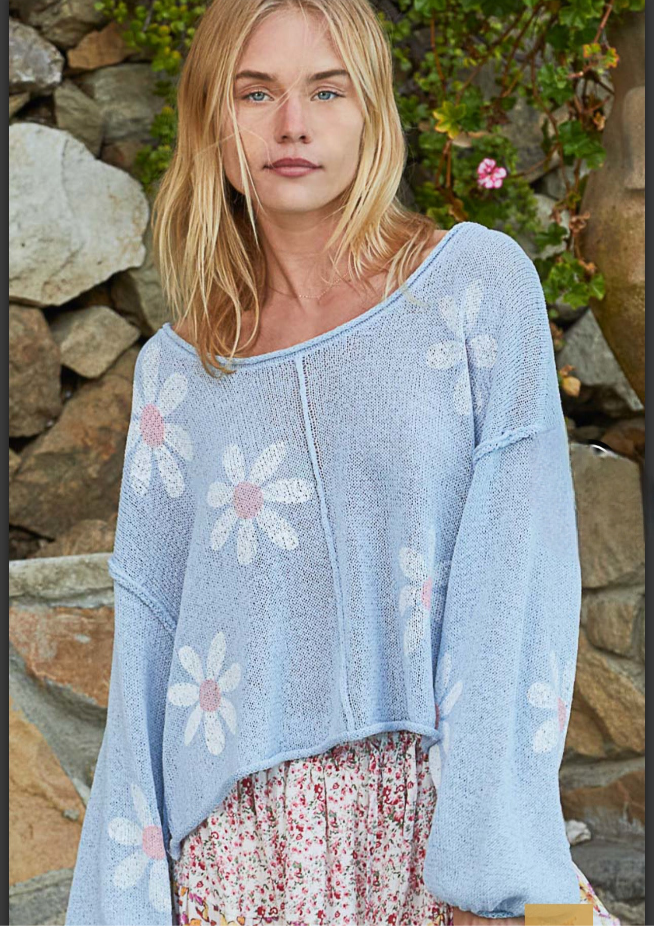 Power Blue Daisy Lightweight Sweater