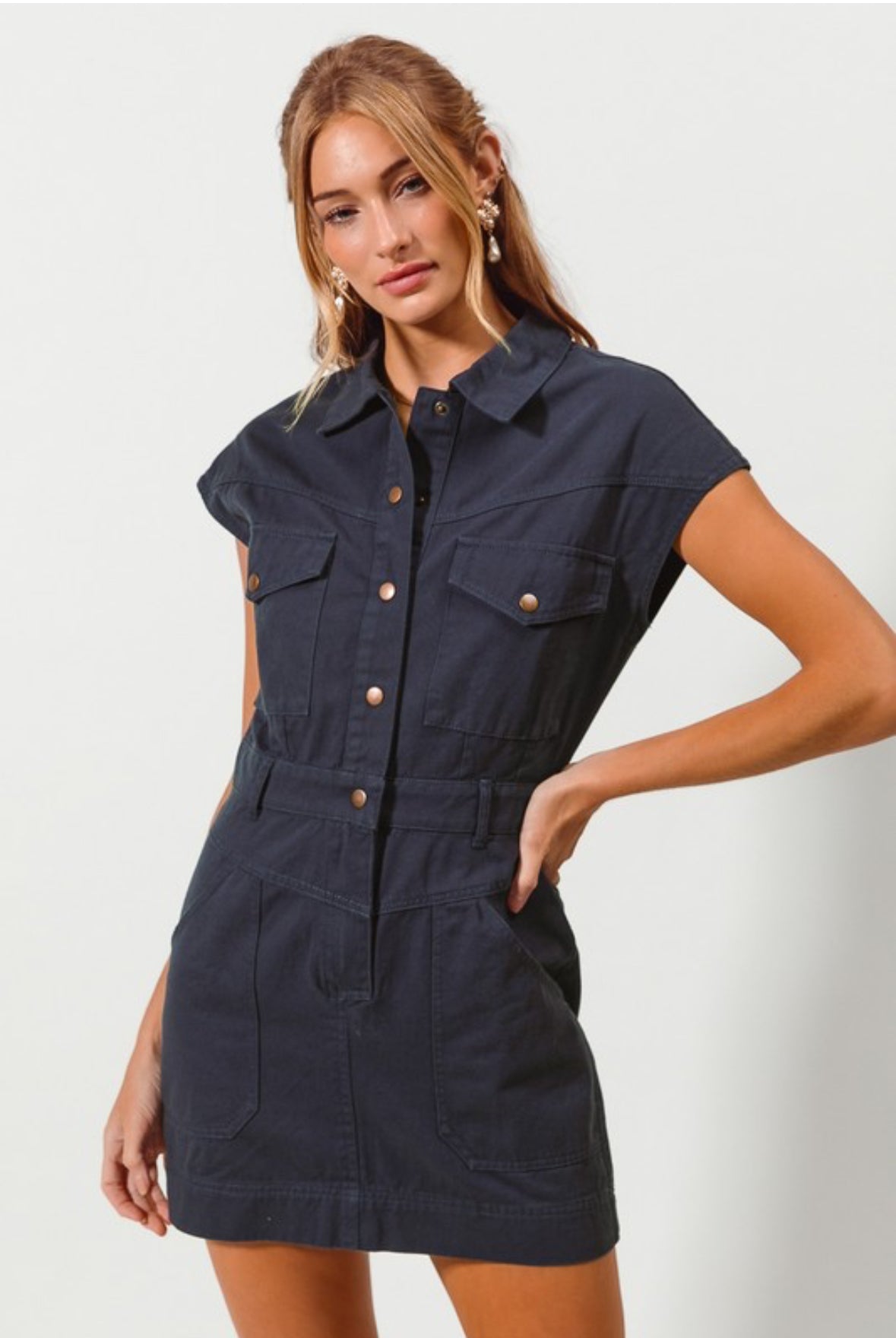 Button Front Utility Dress