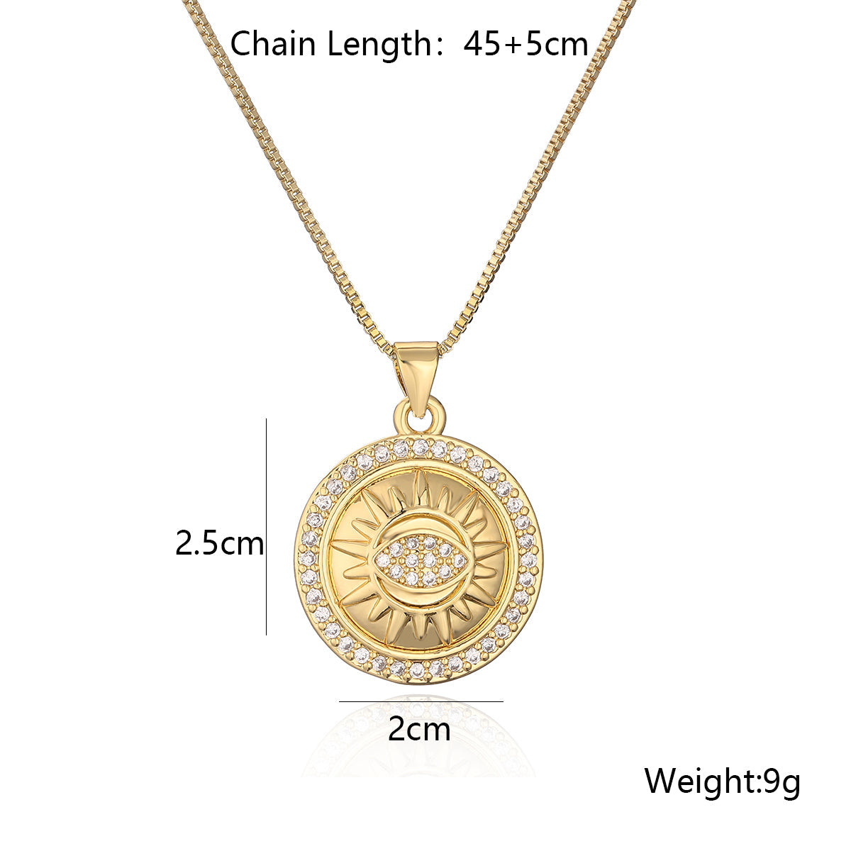 Evil Eye Sun Necklace - Protection & Luck