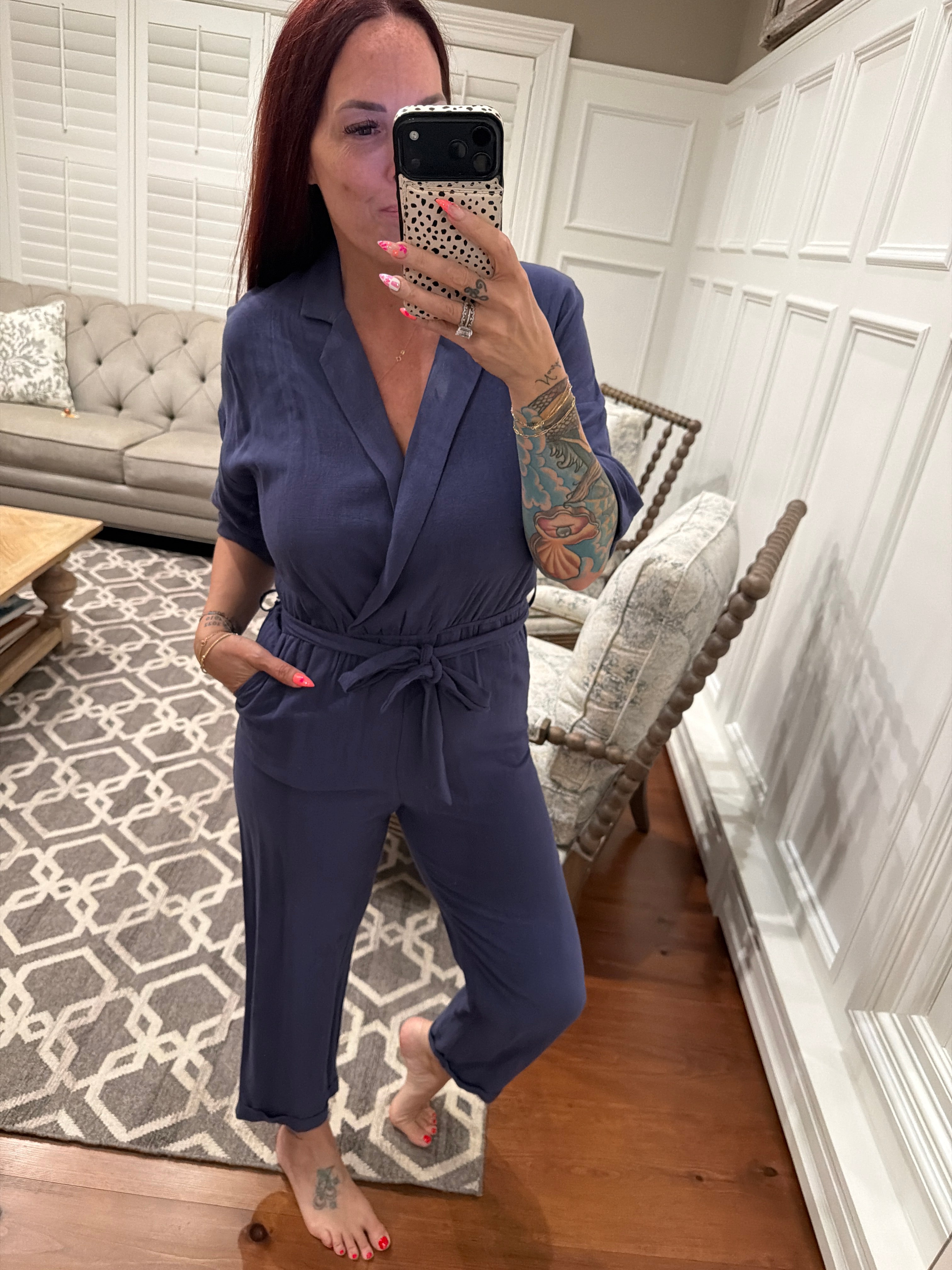 Blue Collared Jumpsuit