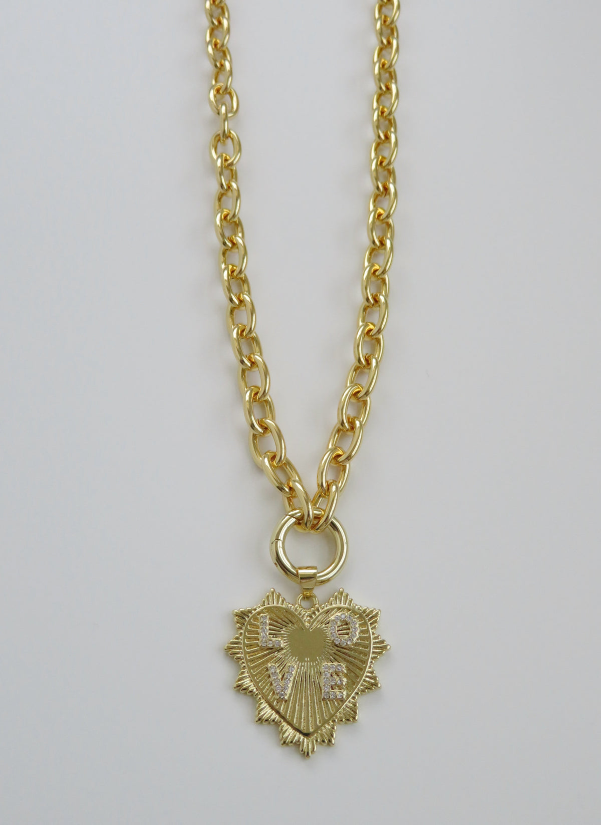 LOVE Heart Cable Necklace - 18k Gold Plated