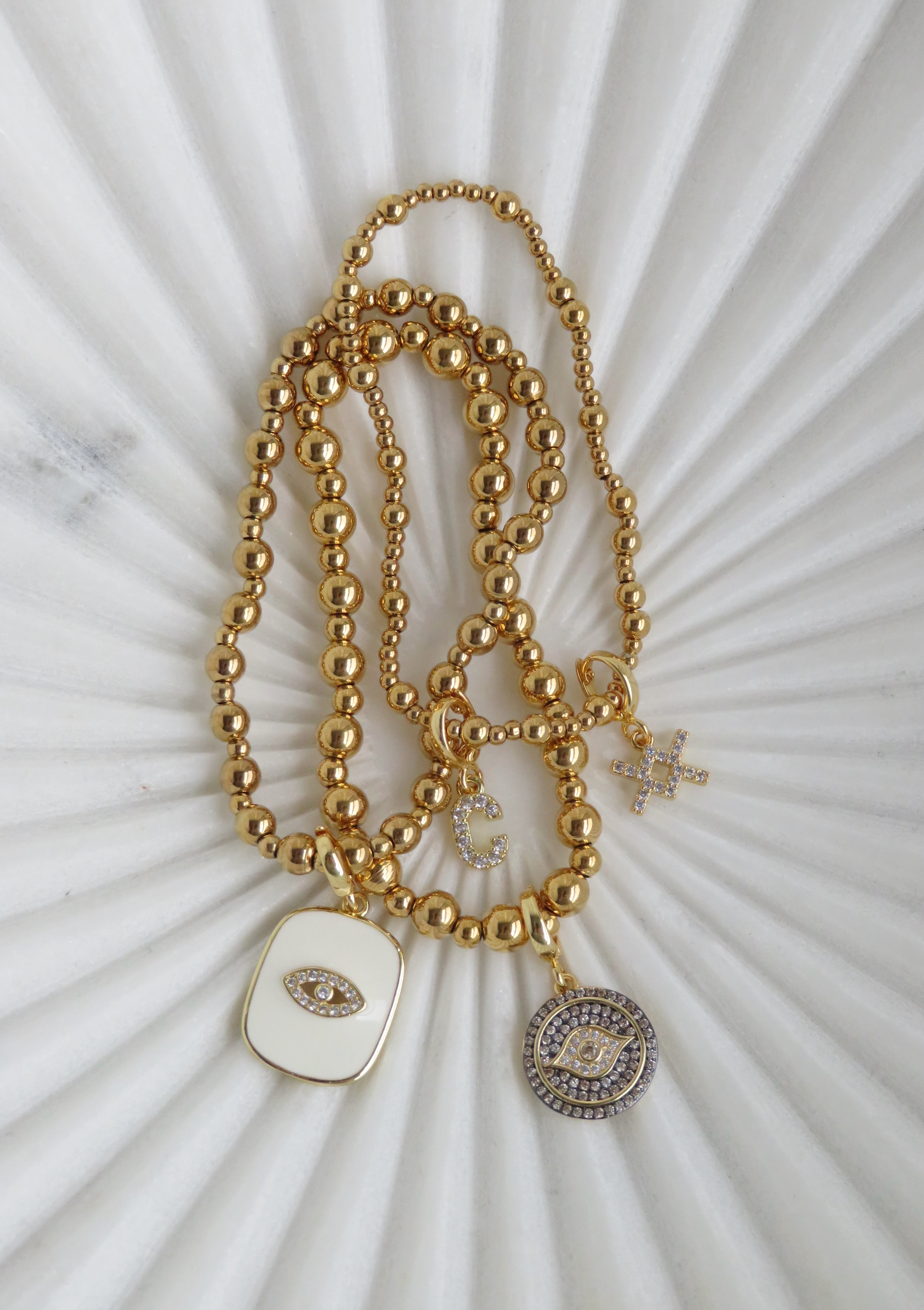 Diamond Initial Charms with Hinged Clasp
