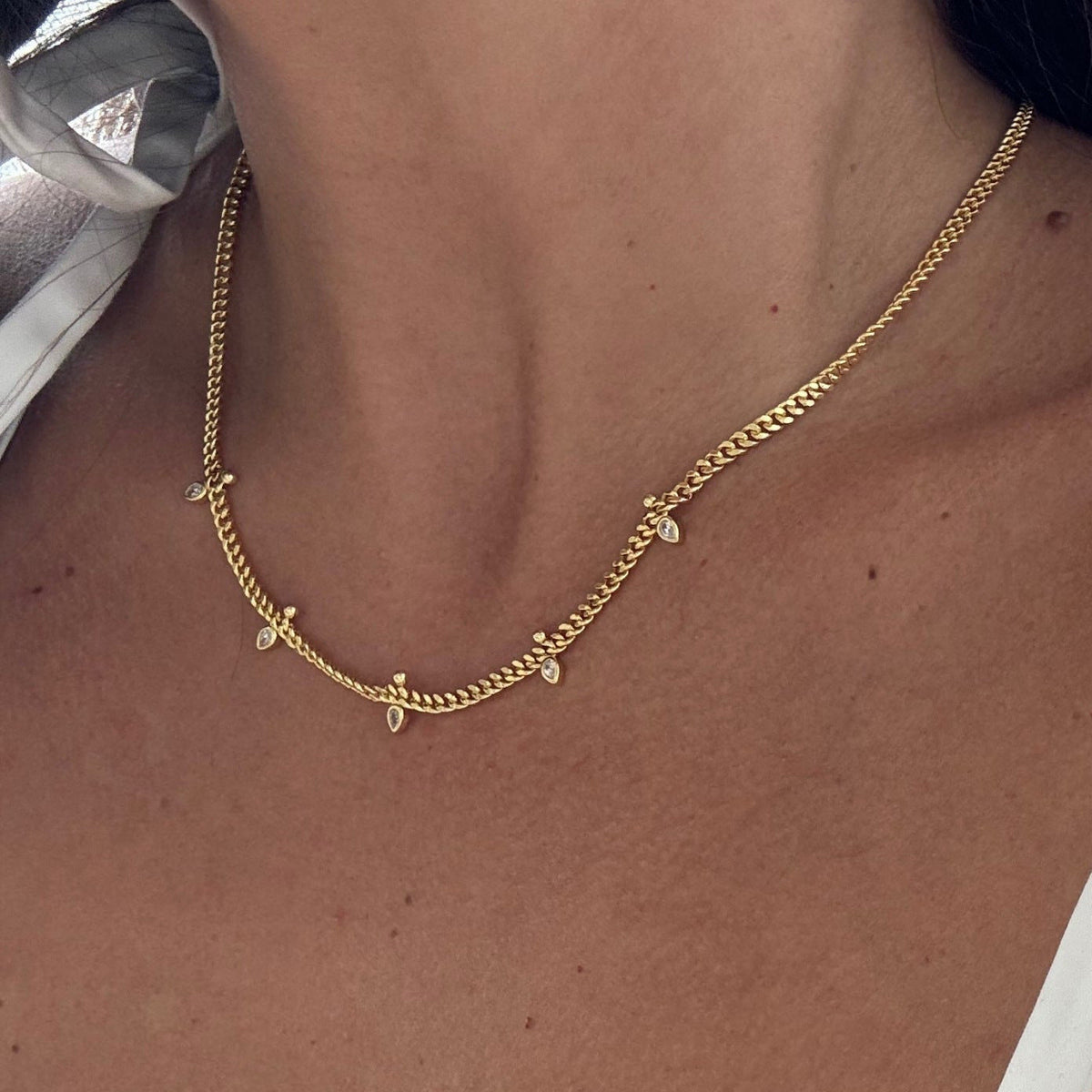Agnes Diamond Curb Chain Necklace