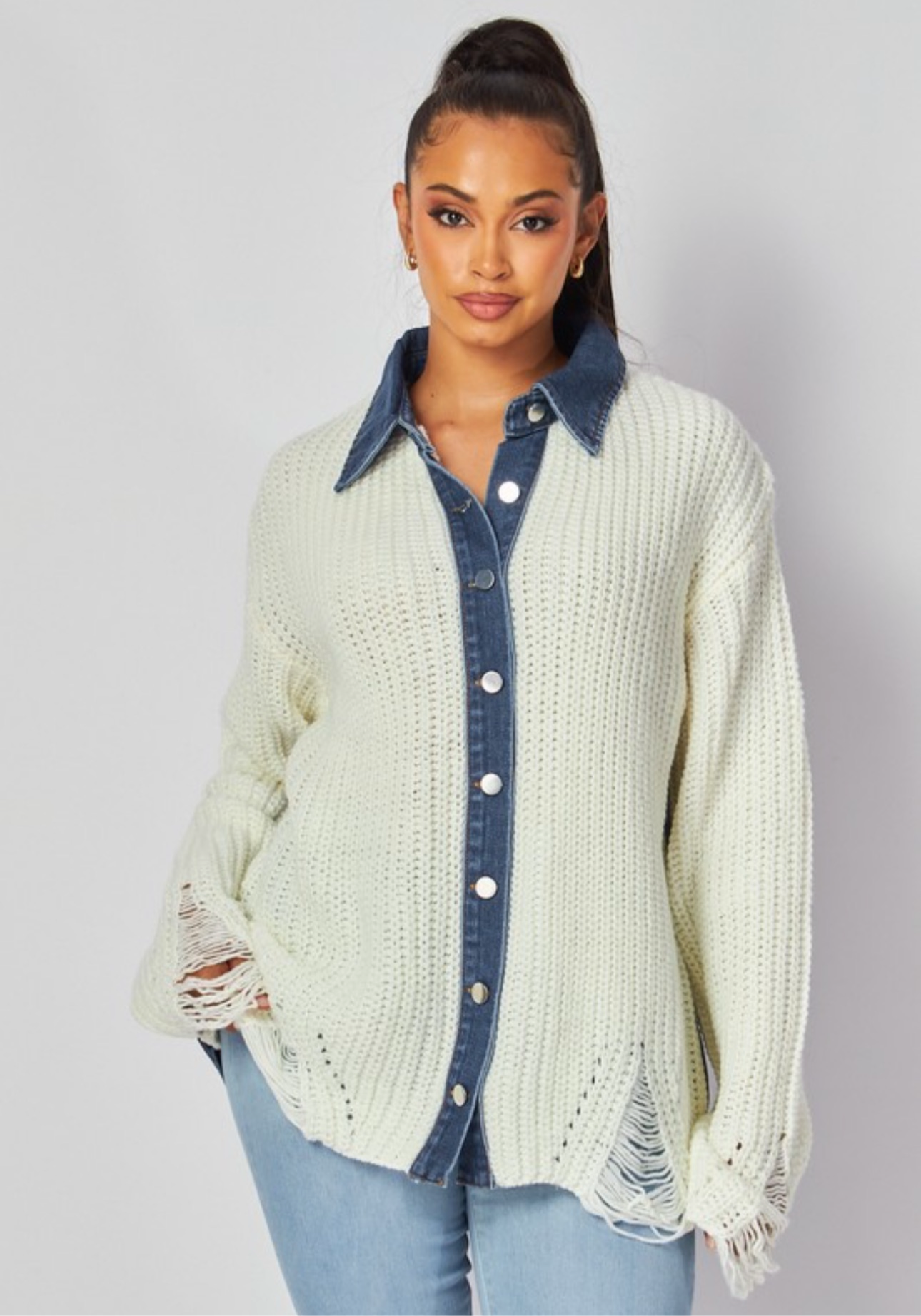 Denim Knit Shacket