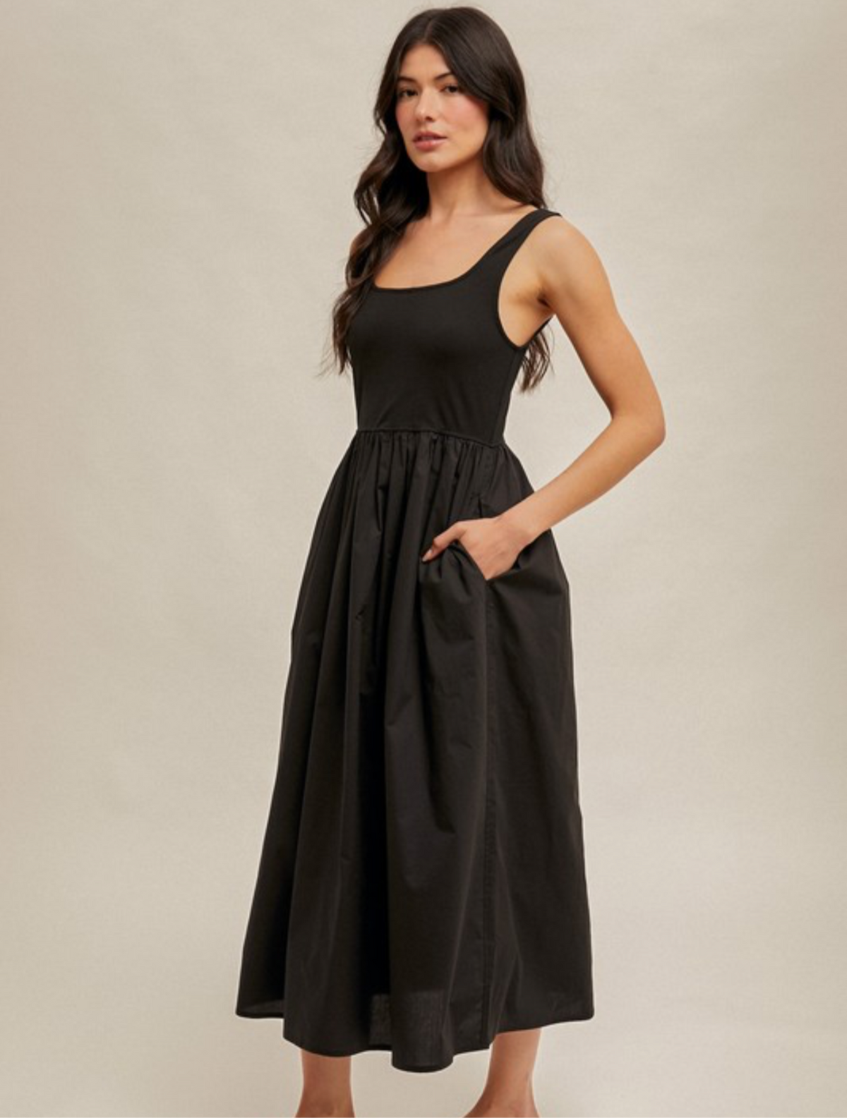Mixed Media Midi Dress