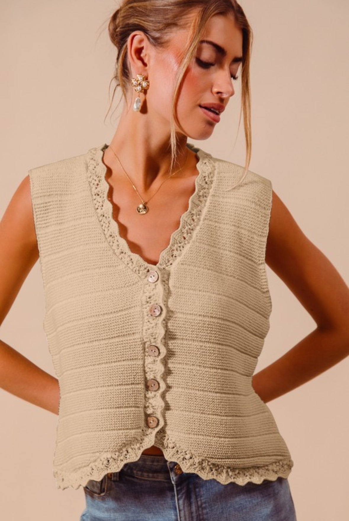 Audrey Knit Button Vest main image 0