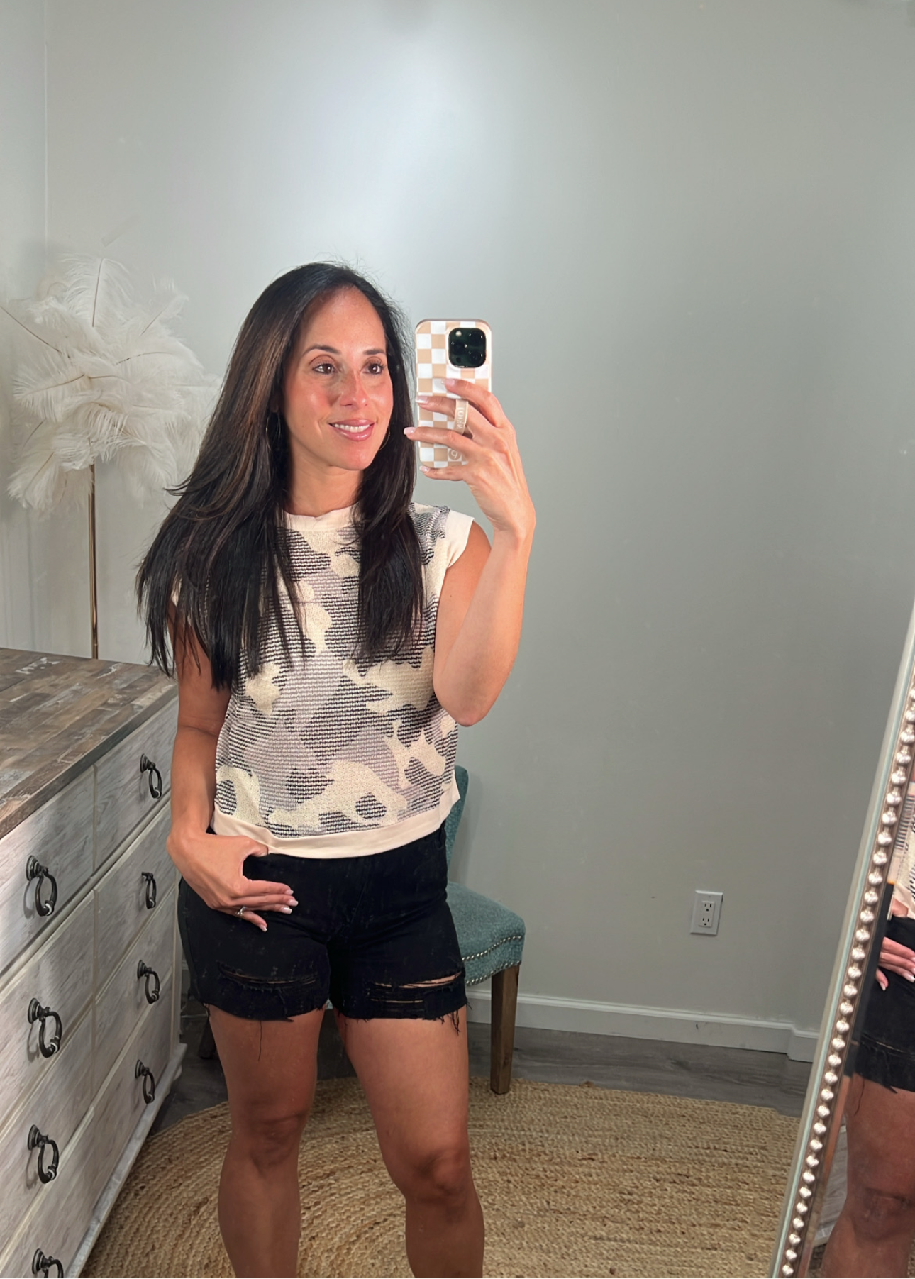 Camouflage Color Block Knit Top