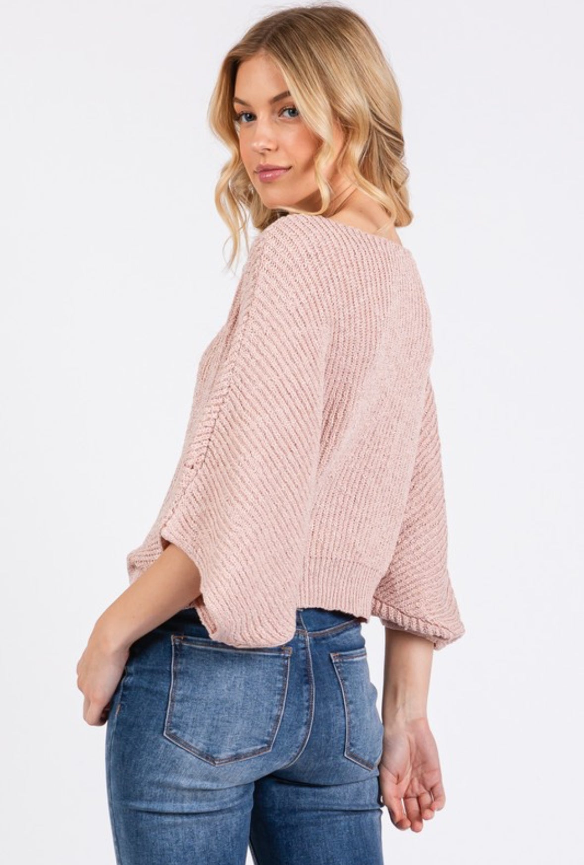 Blush Knit Dolman Sleeve Top