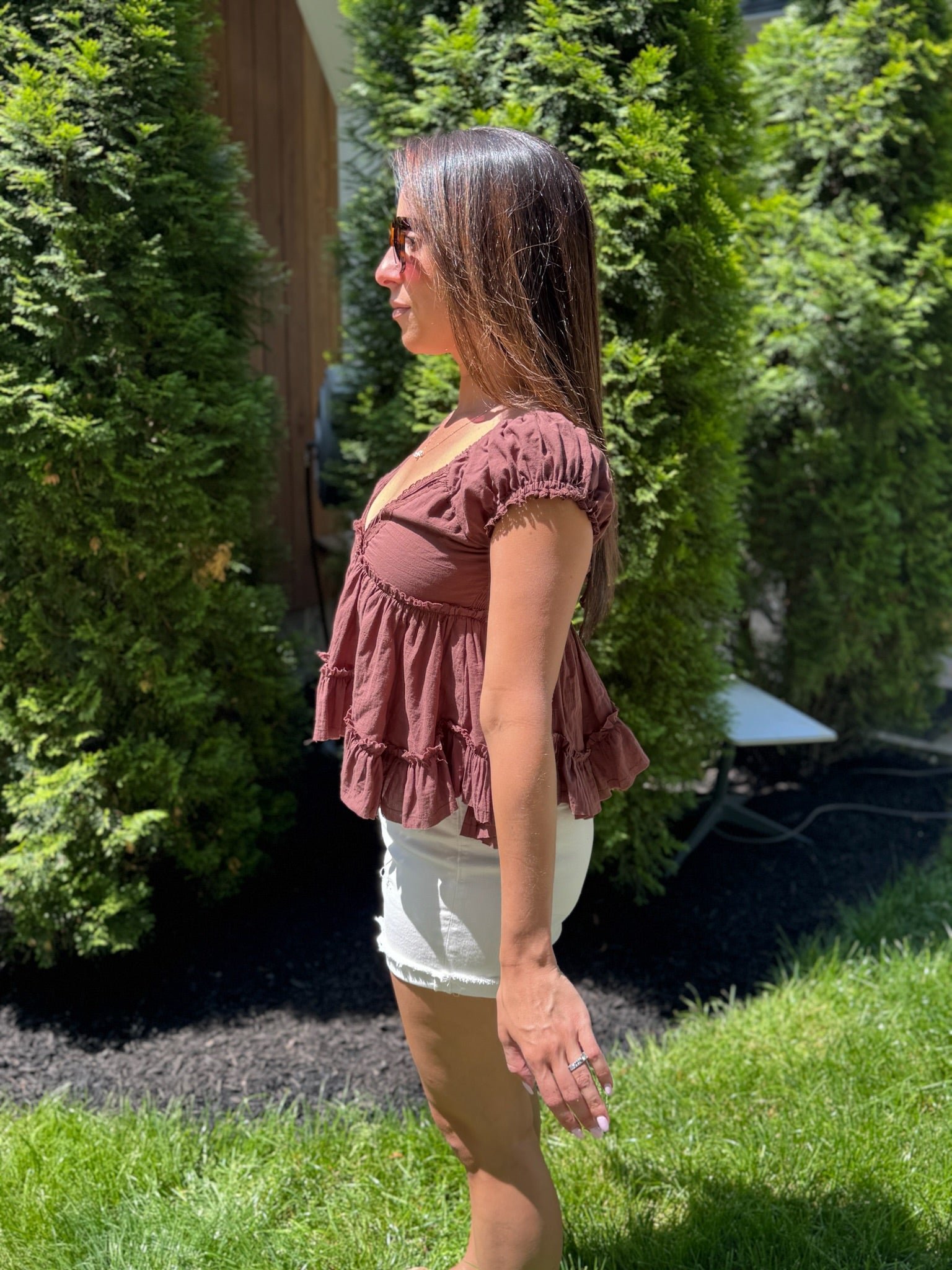 Chocolate Lace Babydoll Blouse