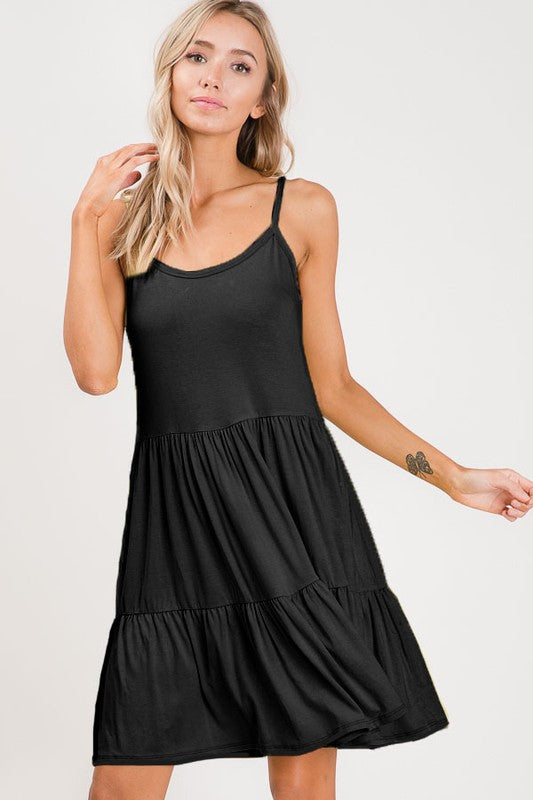 Lace Up Back Detail Dress - BLACK