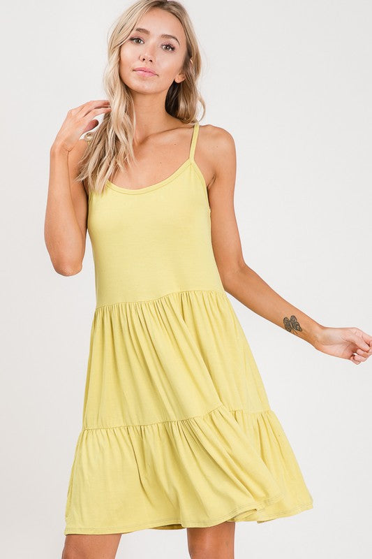 Lace Up Back Detail Dress - LIME
