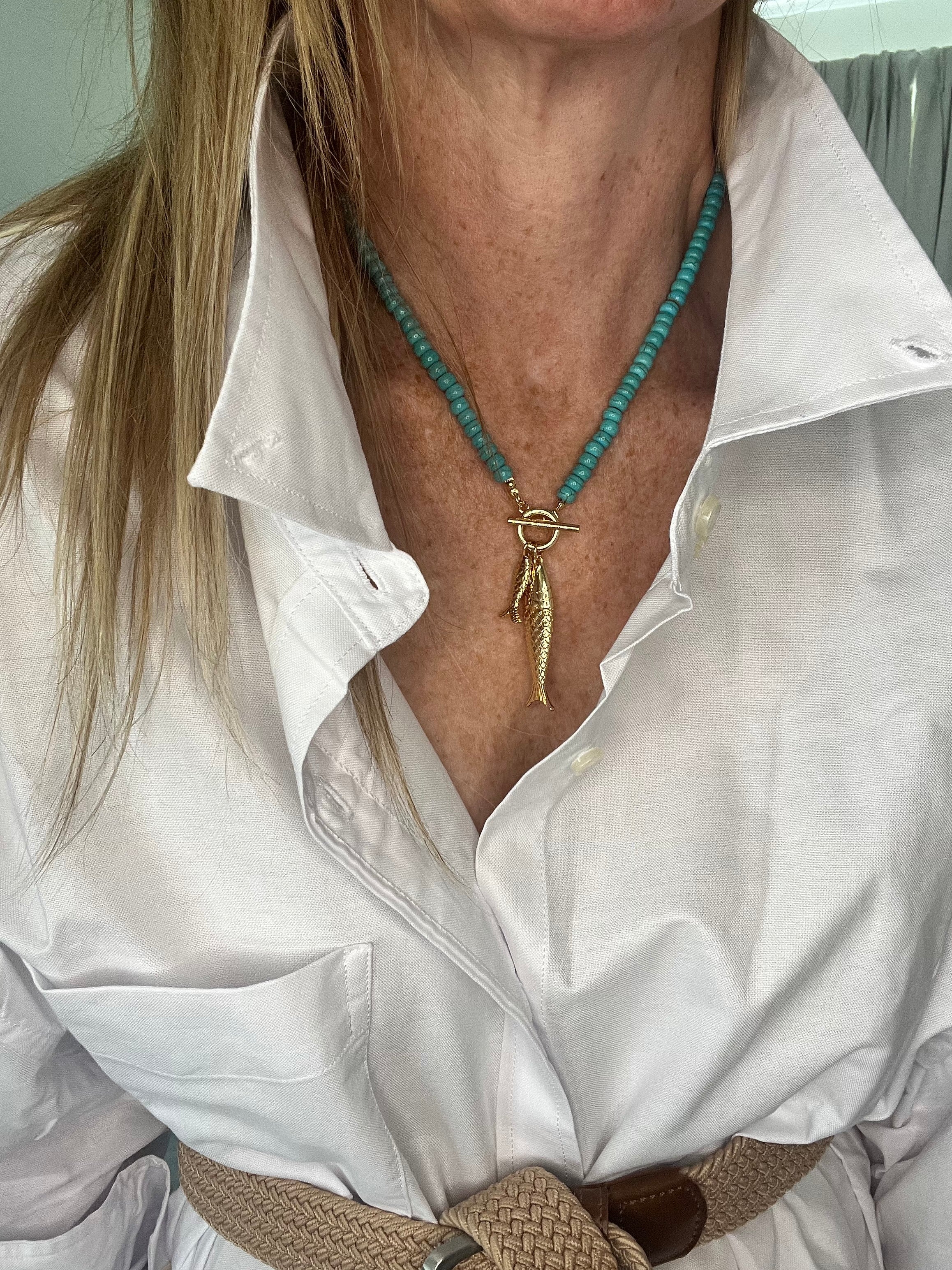Turquoise Beaded Fish Necklace