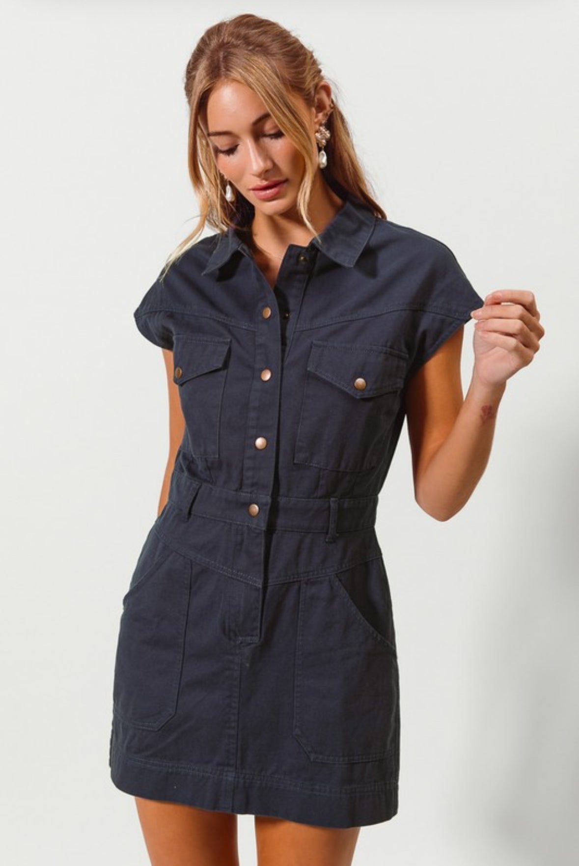 Button Front Utility Dress