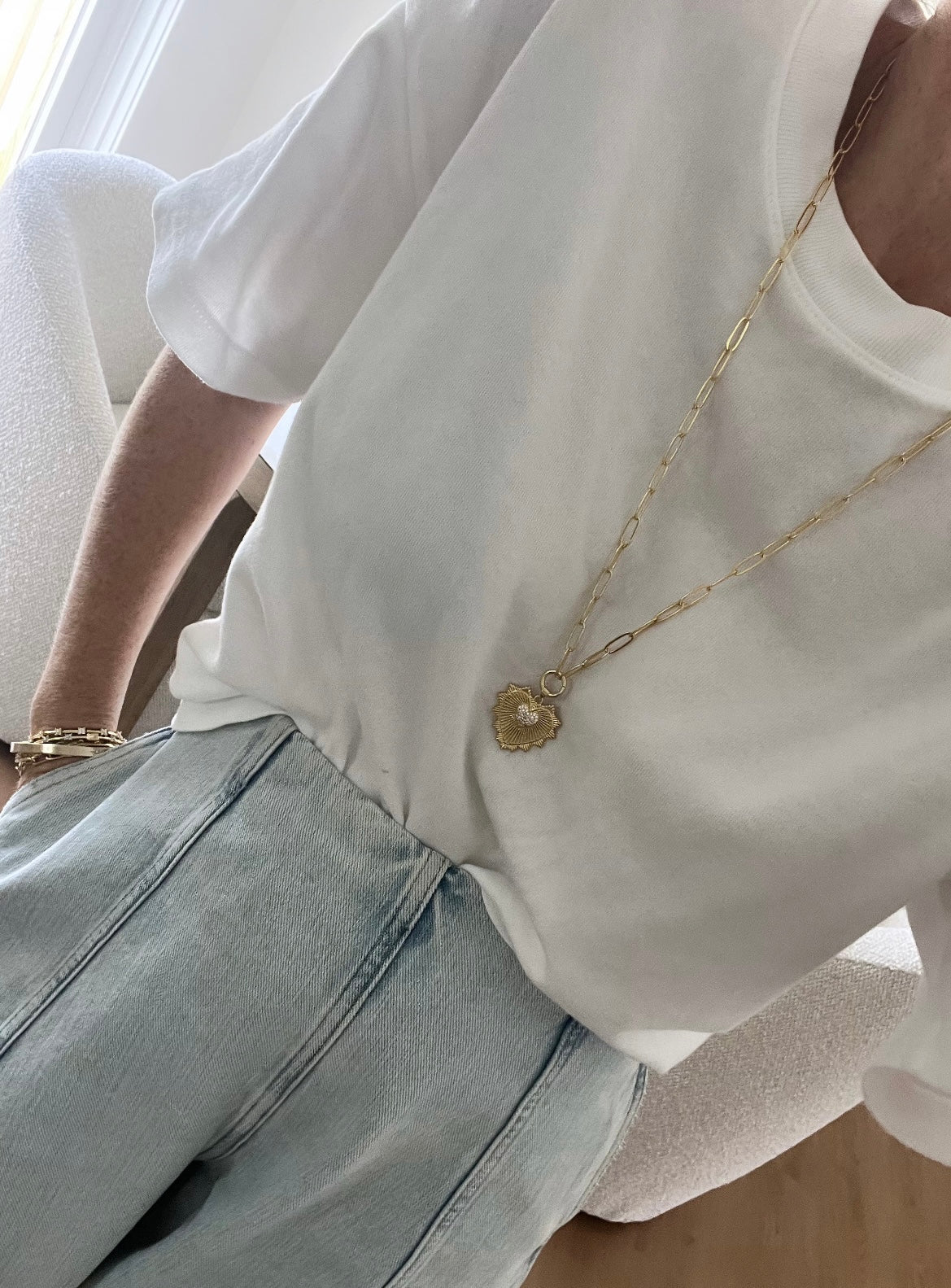 Radiant Heart Paperclip Necklace - 18k Gold Plated