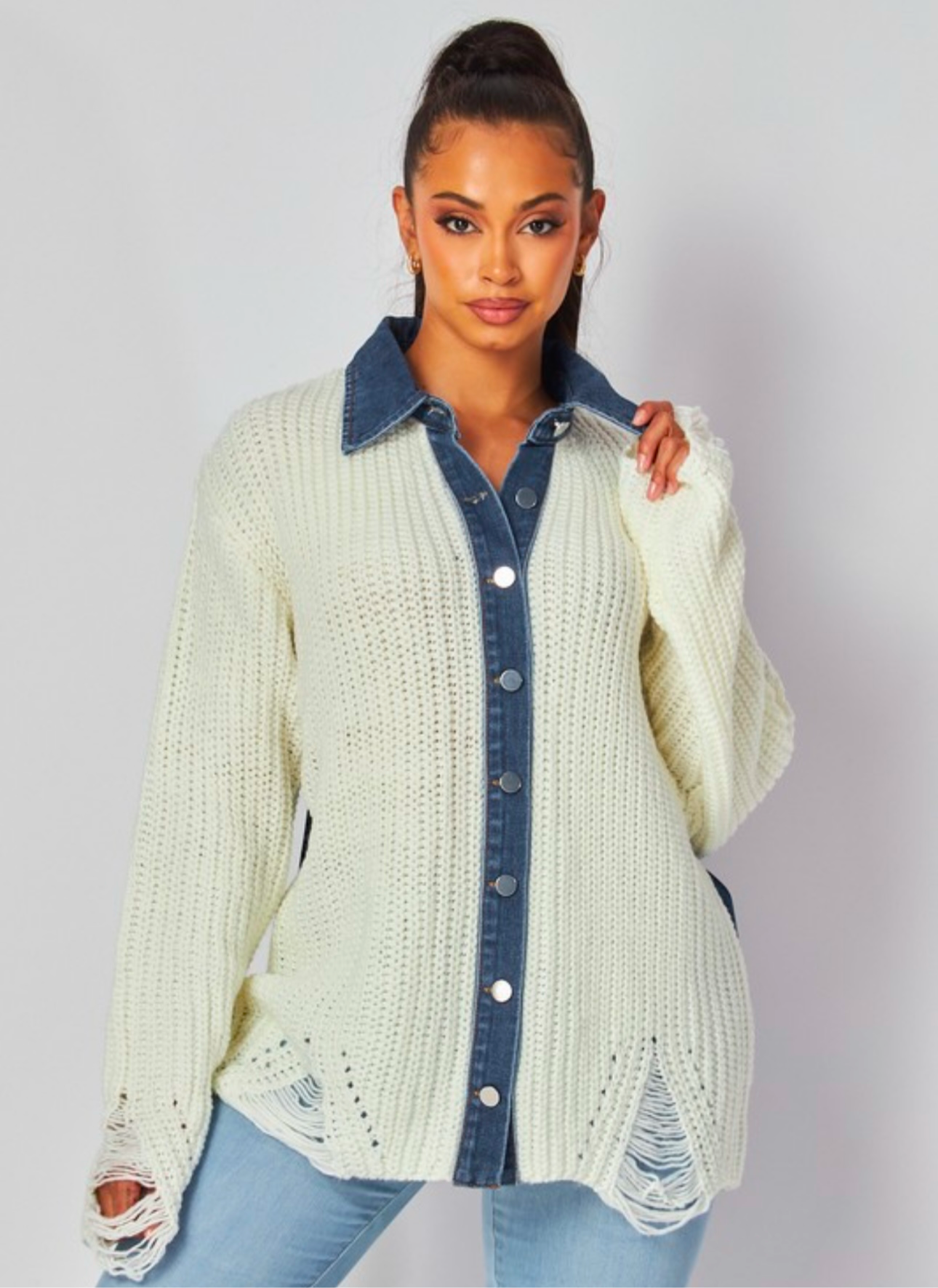 Denim Knit Shacket