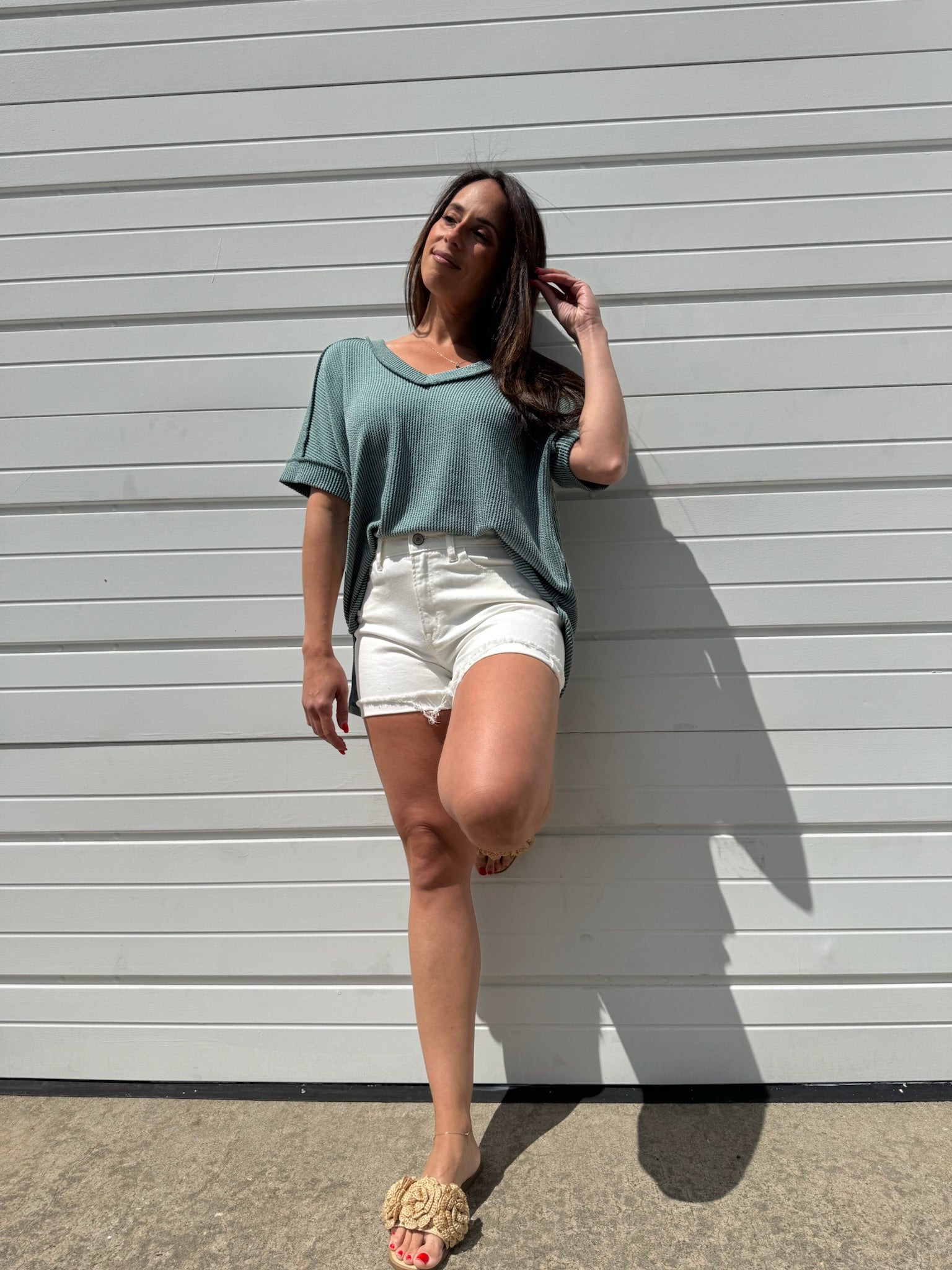 Ribbed V Neck Tee