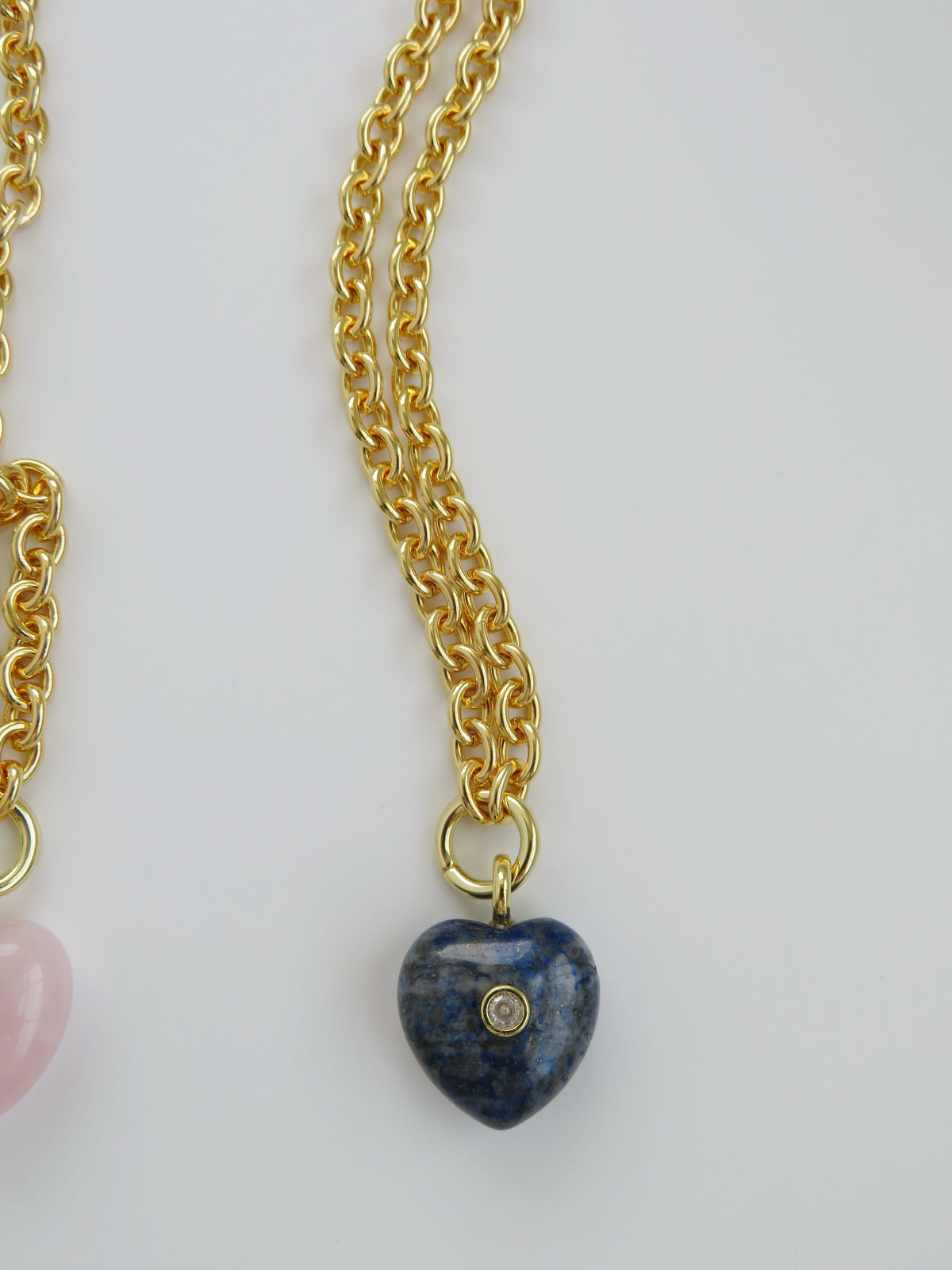 Crystal Heart Cable Necklace - 18k Gold Plated