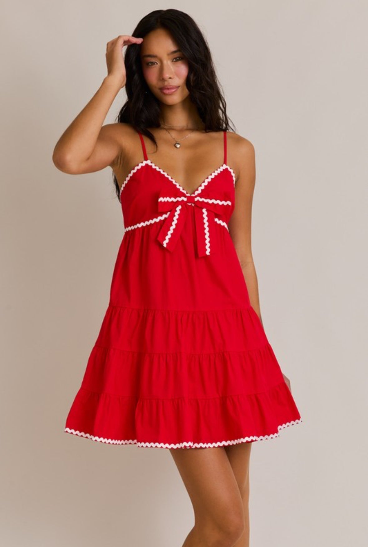 Red Dress With White Trim