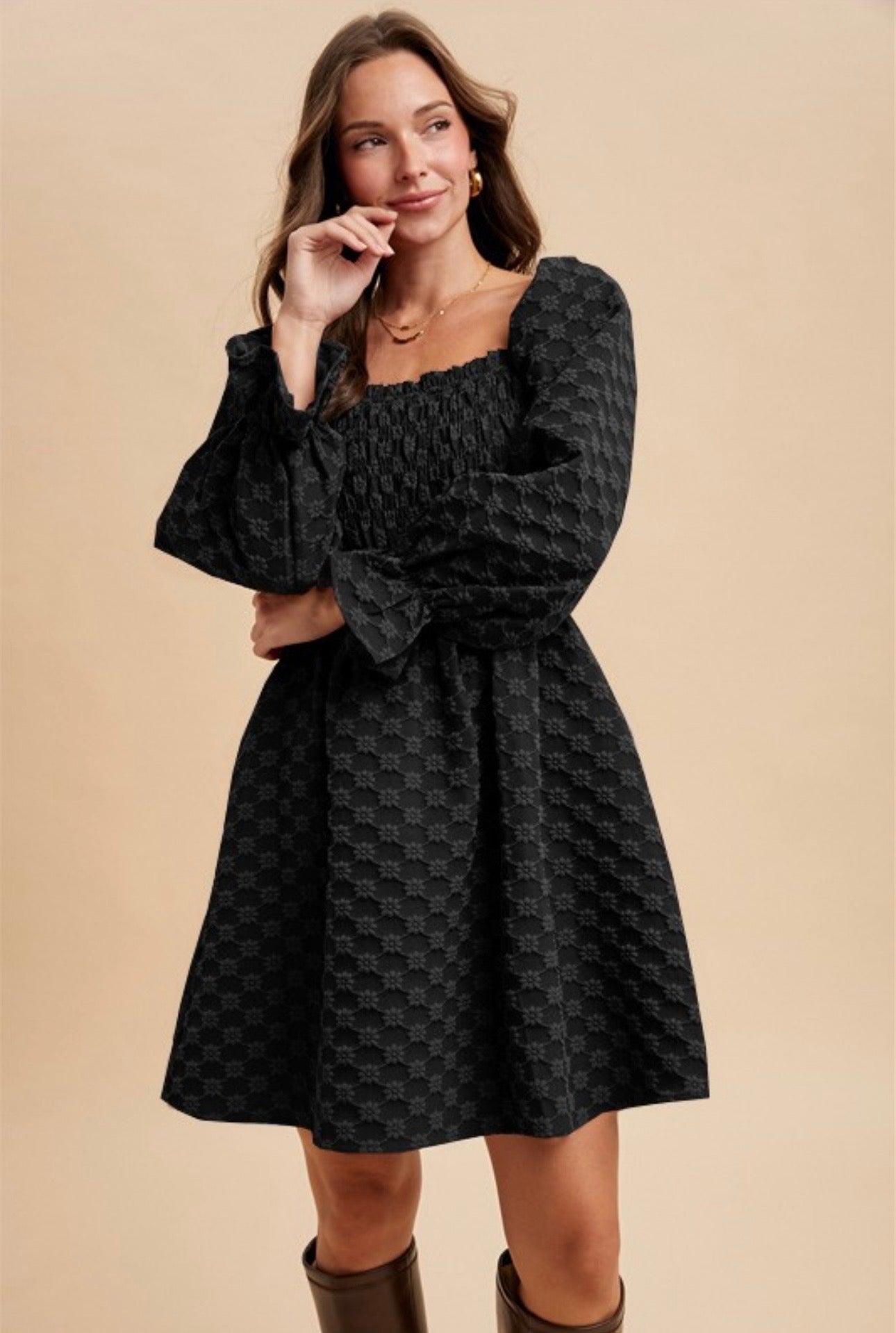 Jacquard Smocked Dress