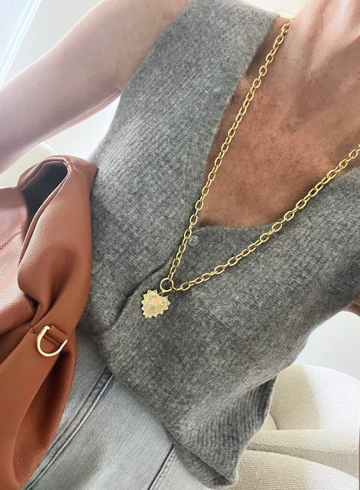 LOVE Heart Cable Necklace - 18k Gold Plated