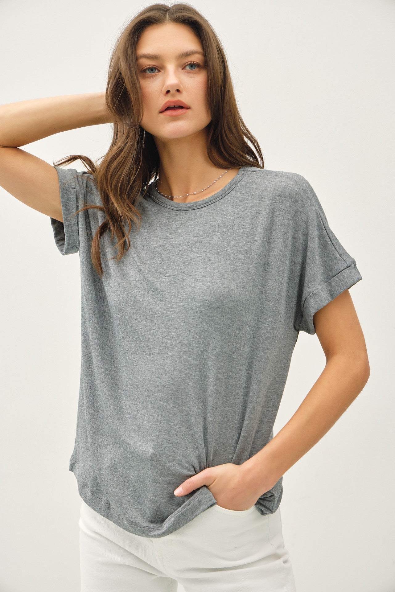 BASIC TEE - HEATHER GREY