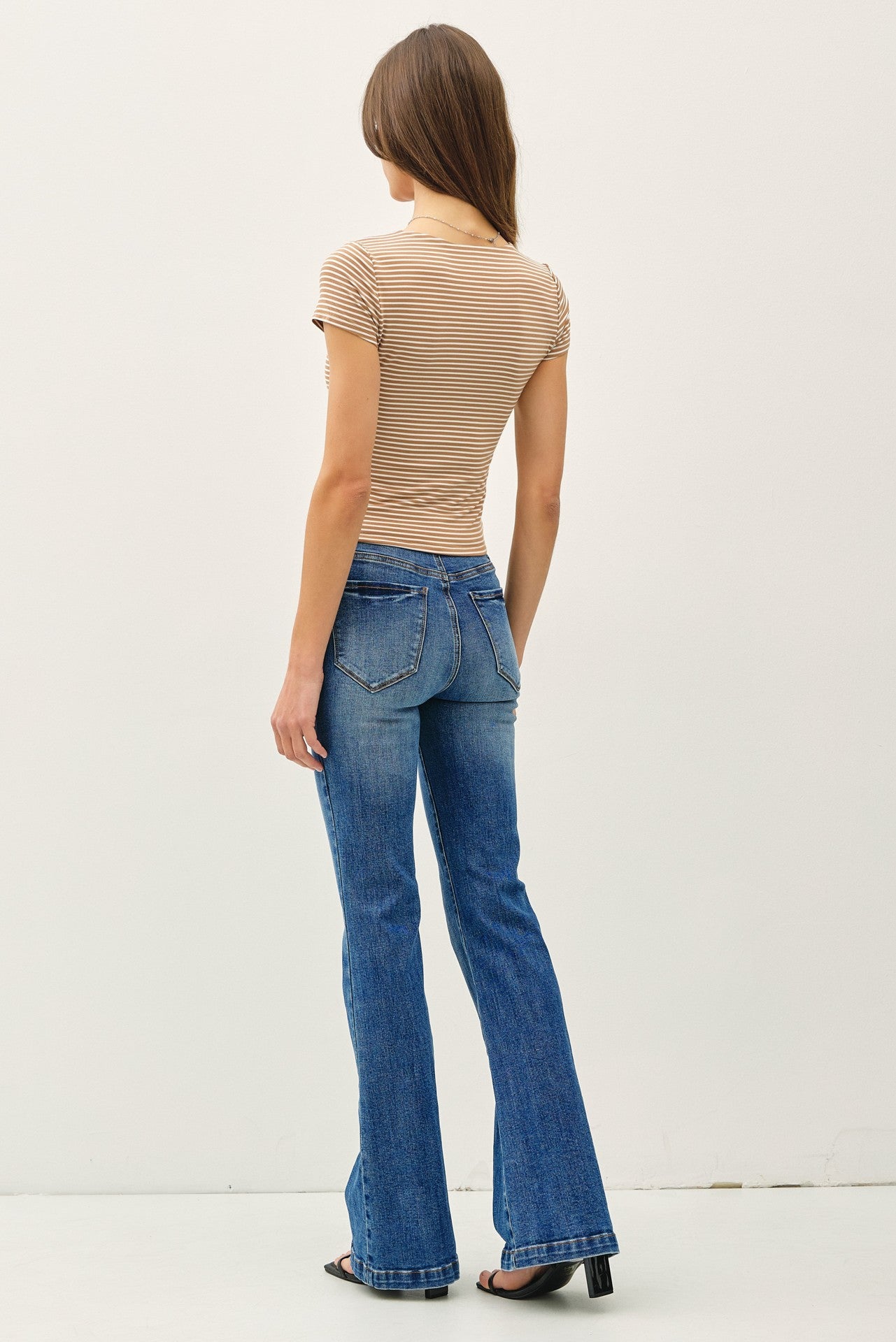 Double Lined Striped Square Neck Top