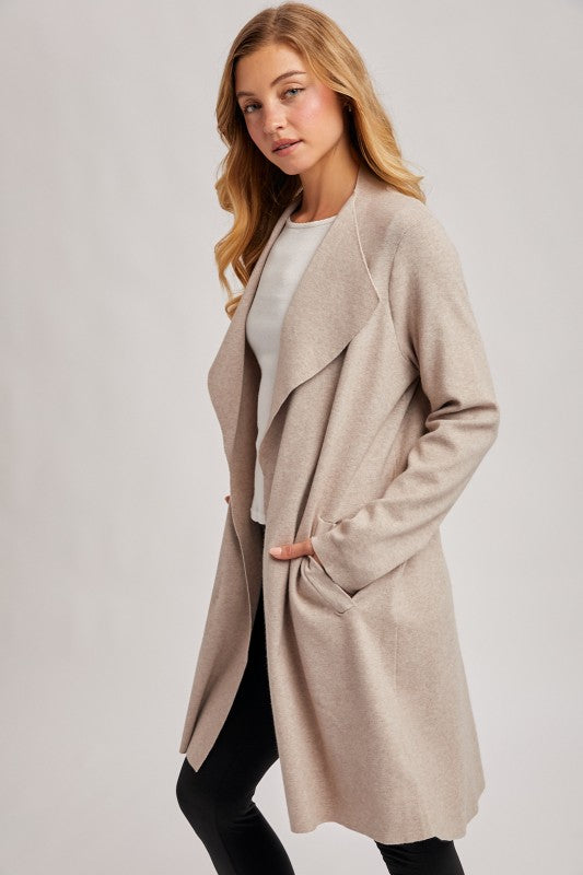Open Front Longline Knit Coatigan