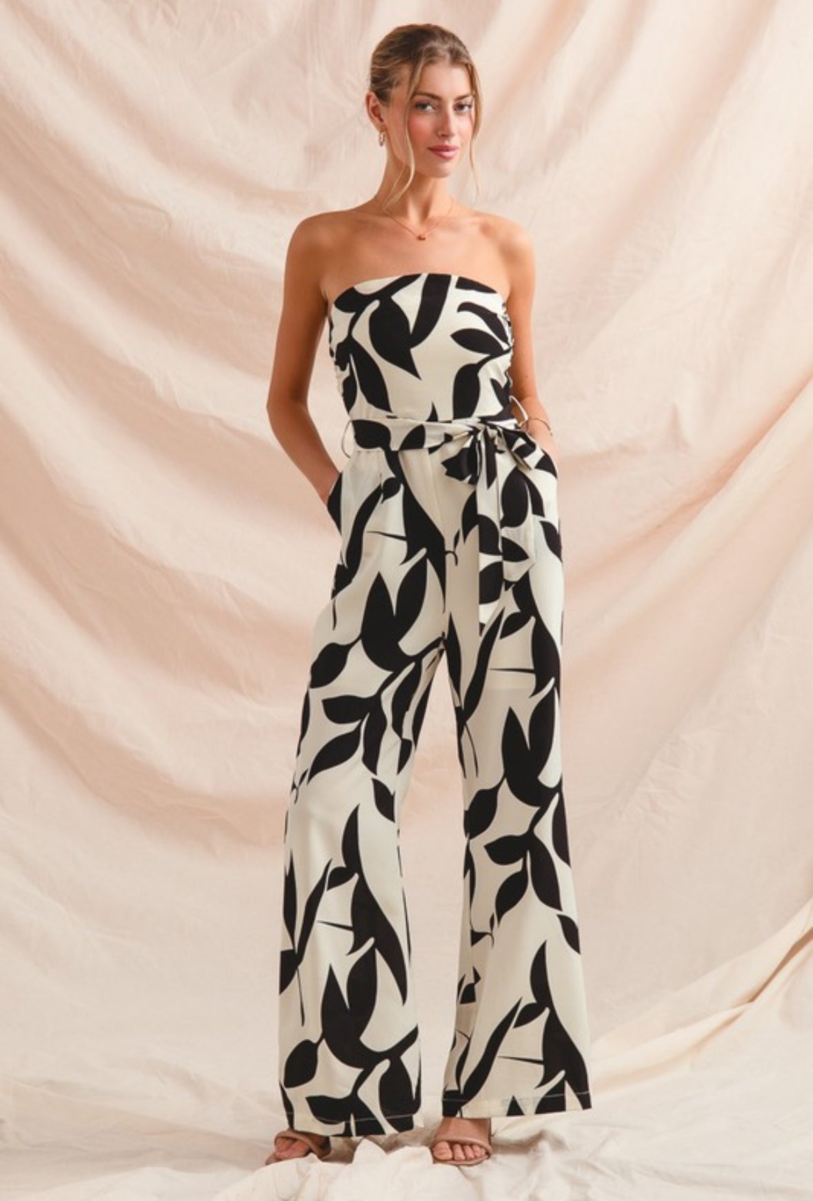 Shoulder Straps Full Leg Printed Jumpsuit For Women