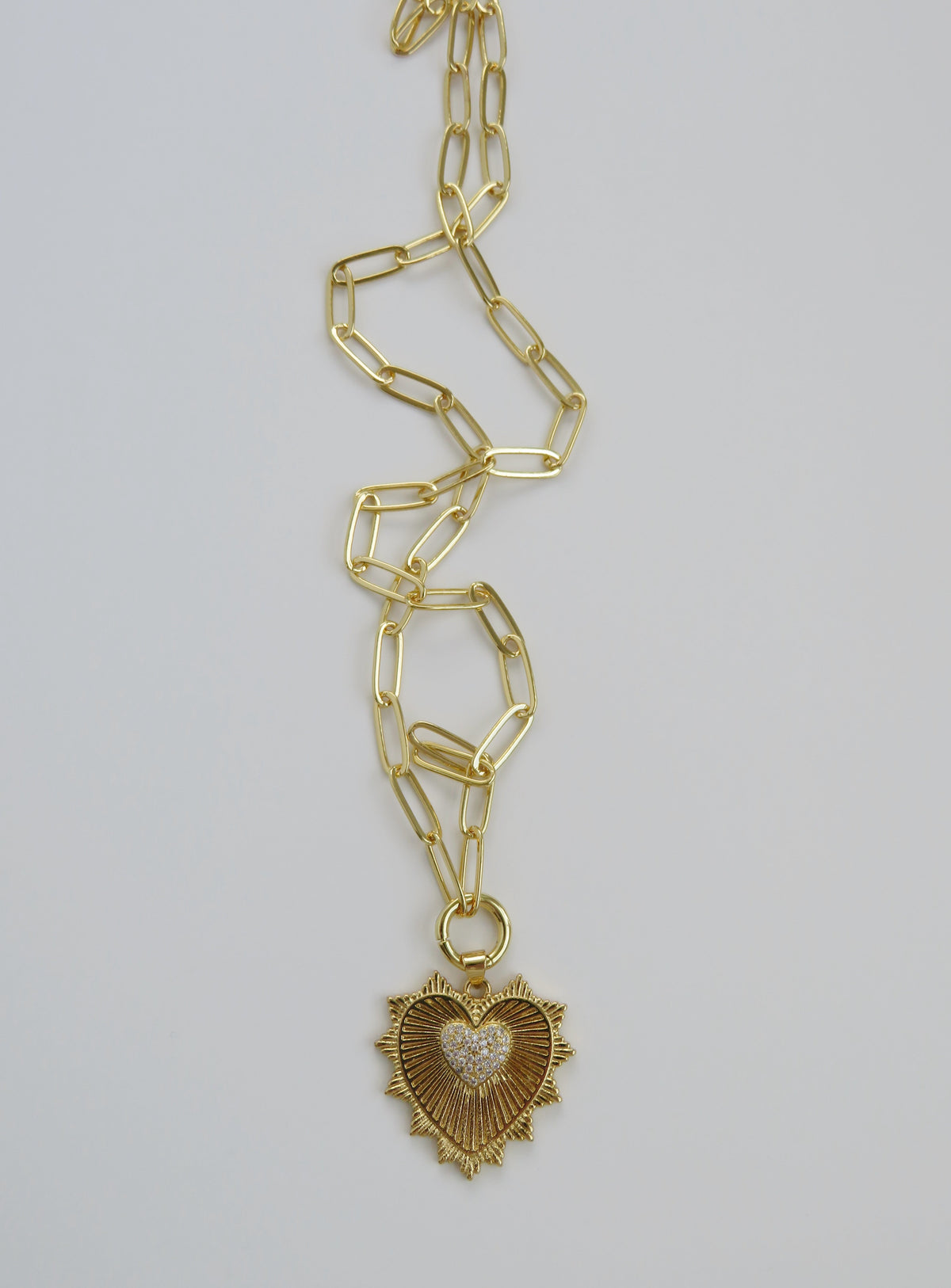 Radiant Heart Paperclip Necklace - 18k Gold Plated
