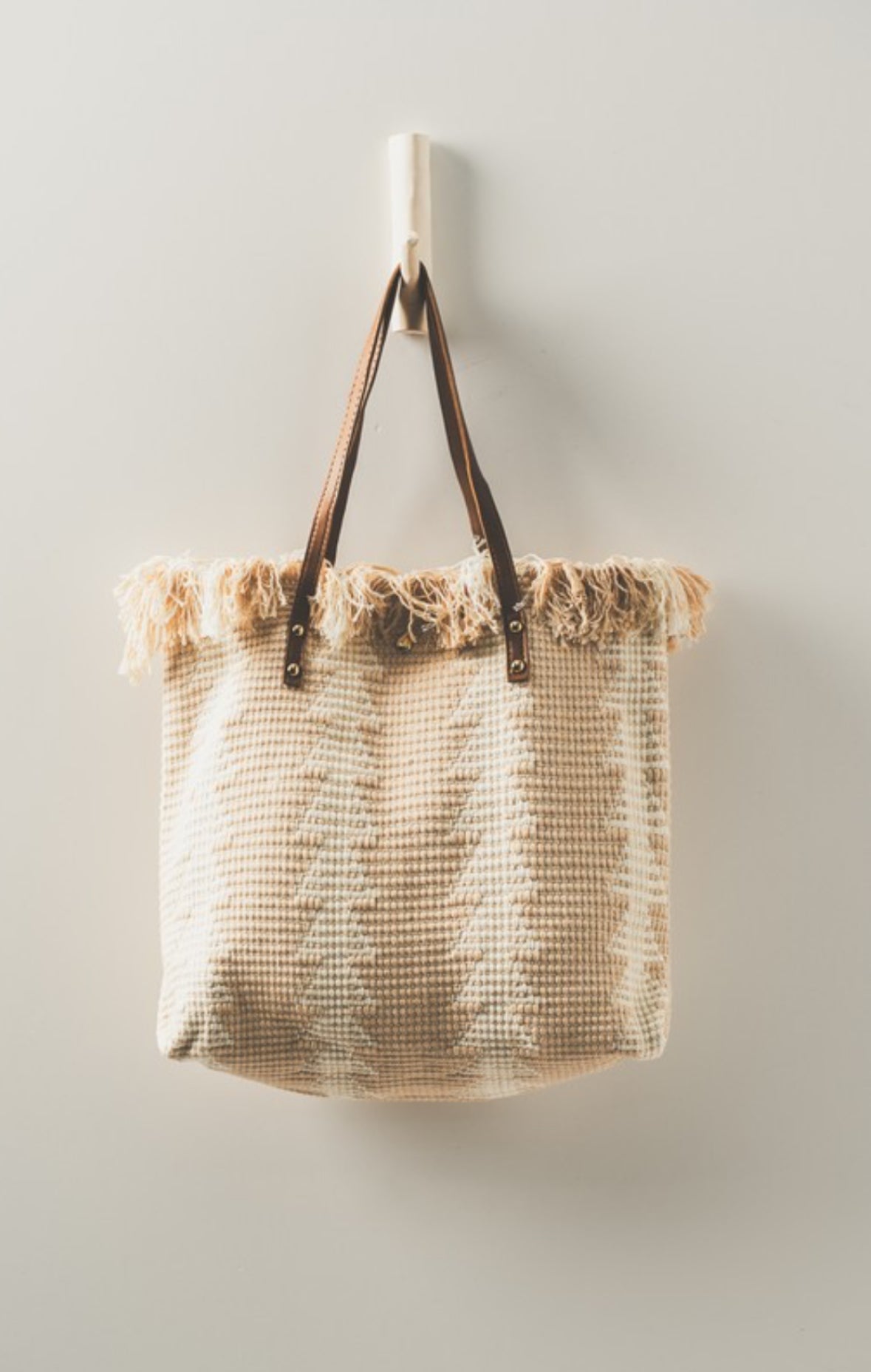 Fringed Woven Tote Bag