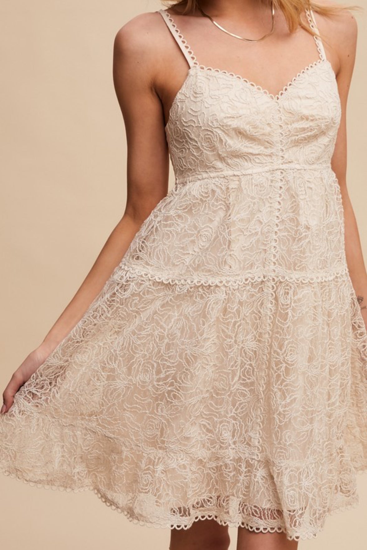 Rose Pattern Textured Lace Dress