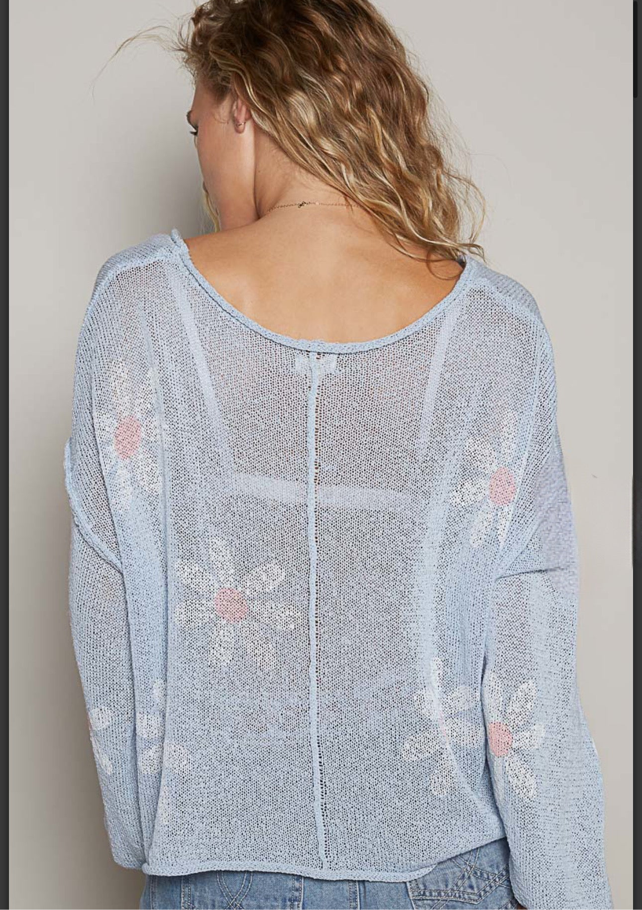 Power Blue Daisy Lightweight Sweater