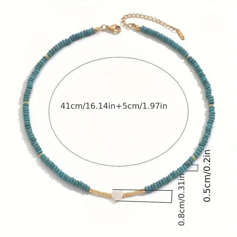 Turquoise Beaded Heart Necklace