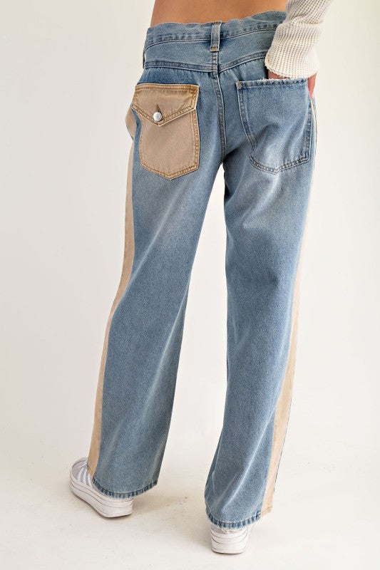 Mineral Washed Drawstring Side Stripe Pants