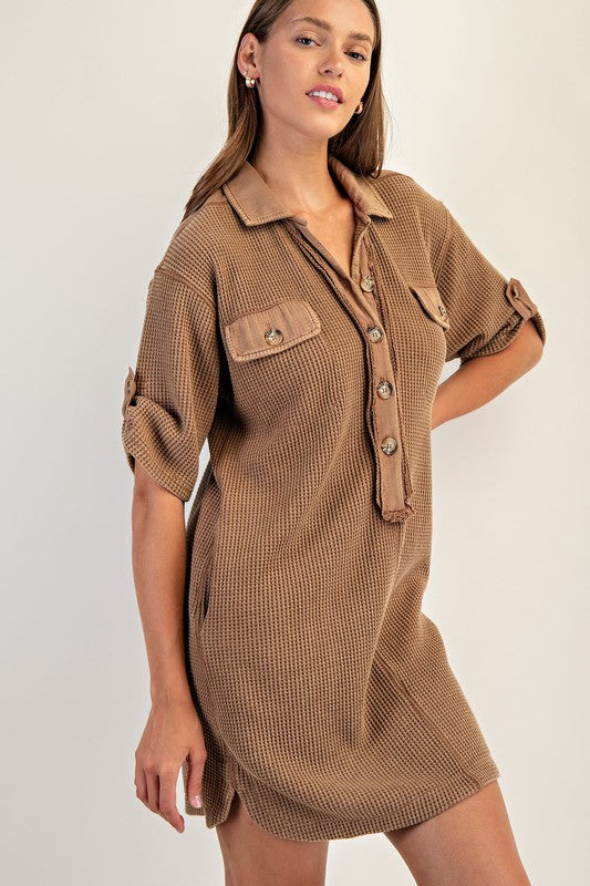 Washed Waffle Knit Dress