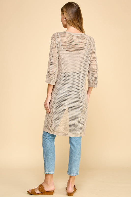 Open Knit Front Tie Cardigan