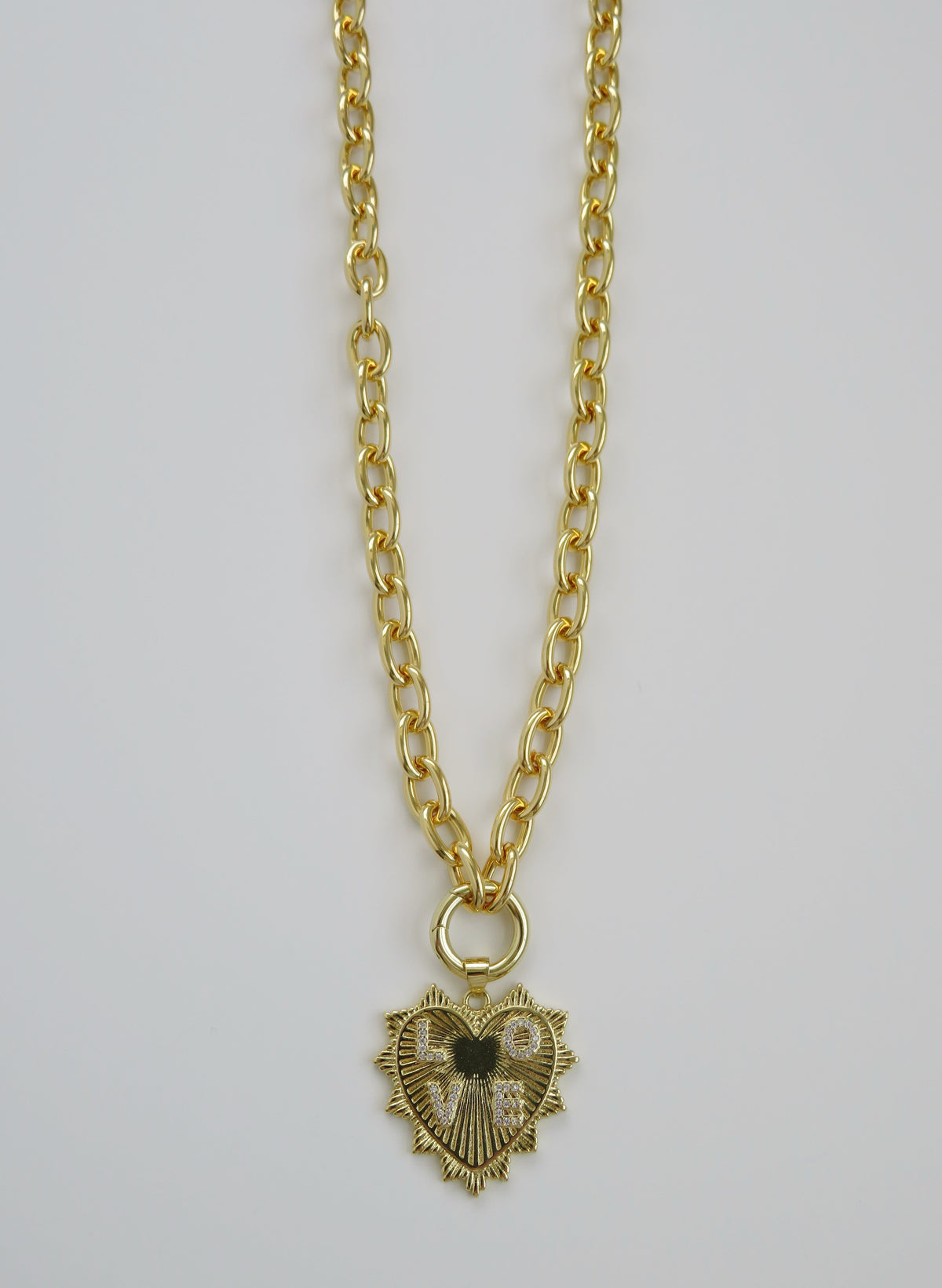 LOVE Heart Cable Necklace - 18k Gold Plated