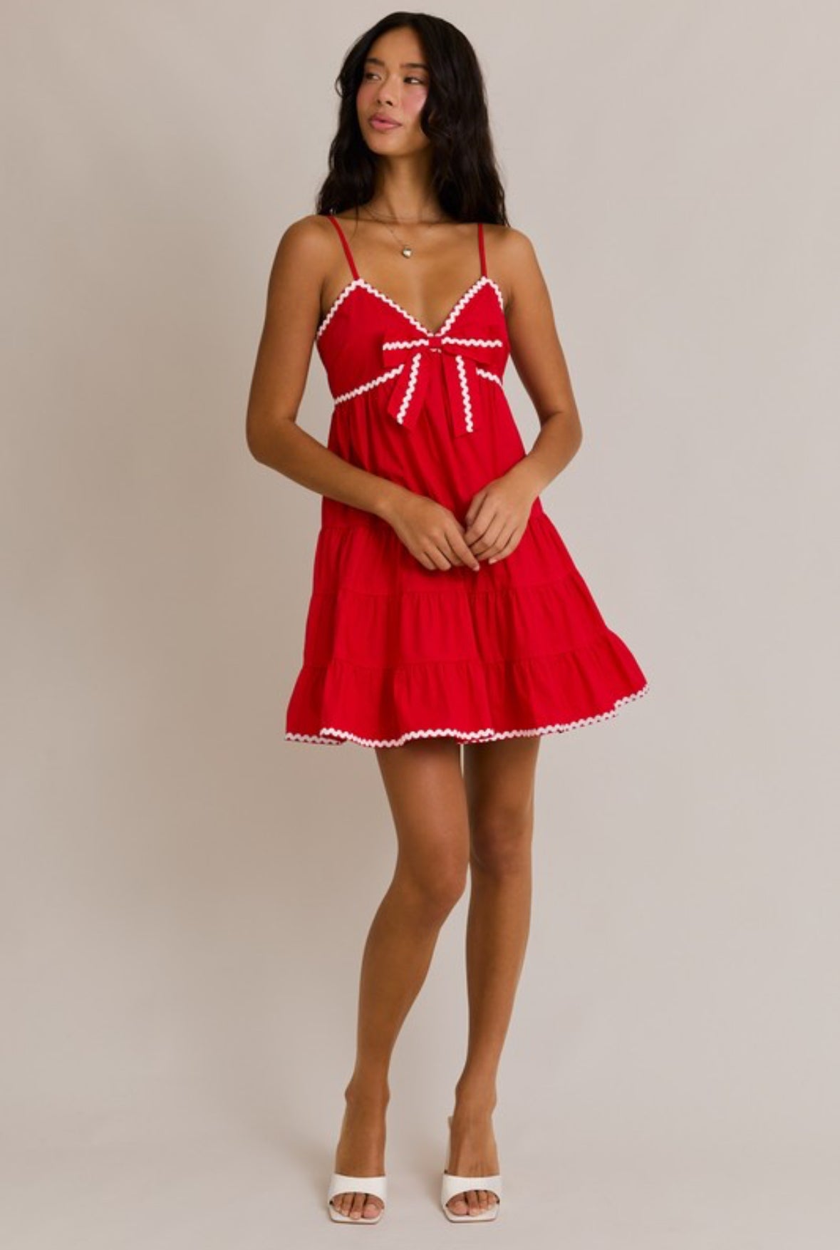 Red Dress With White Trim