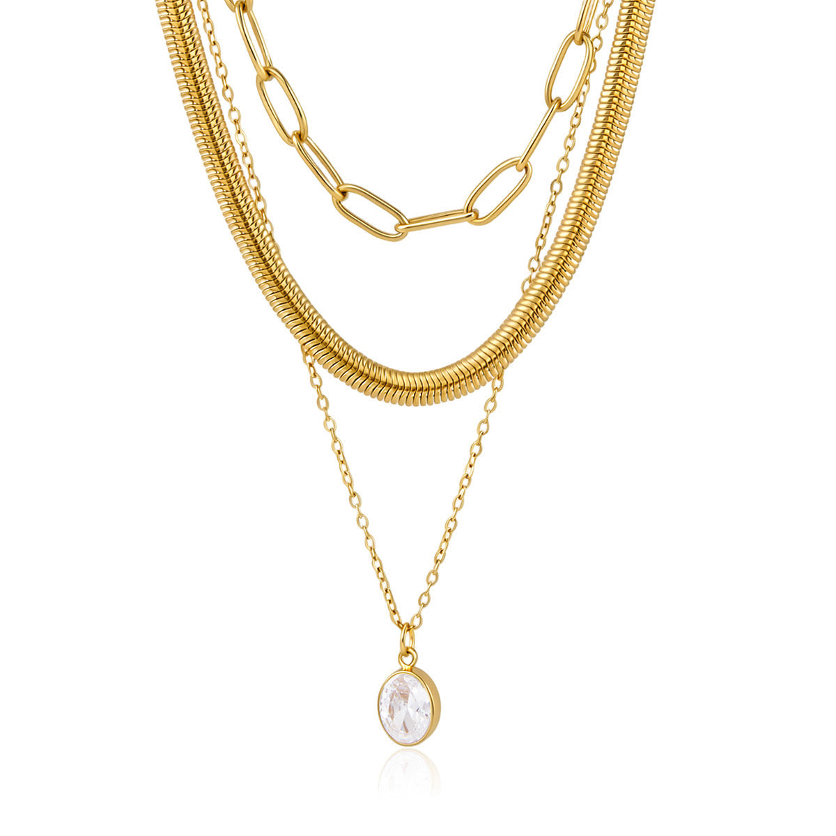 Layered Diamond Pendant Necklace