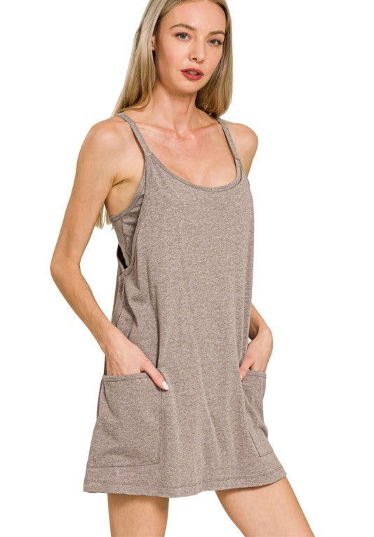Dress with Romper Liner - Heather Brown