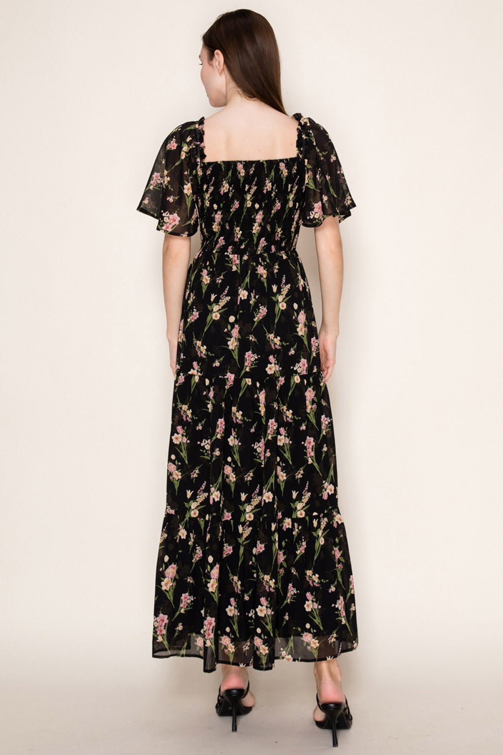 Floral Flutter Sleeve Dress