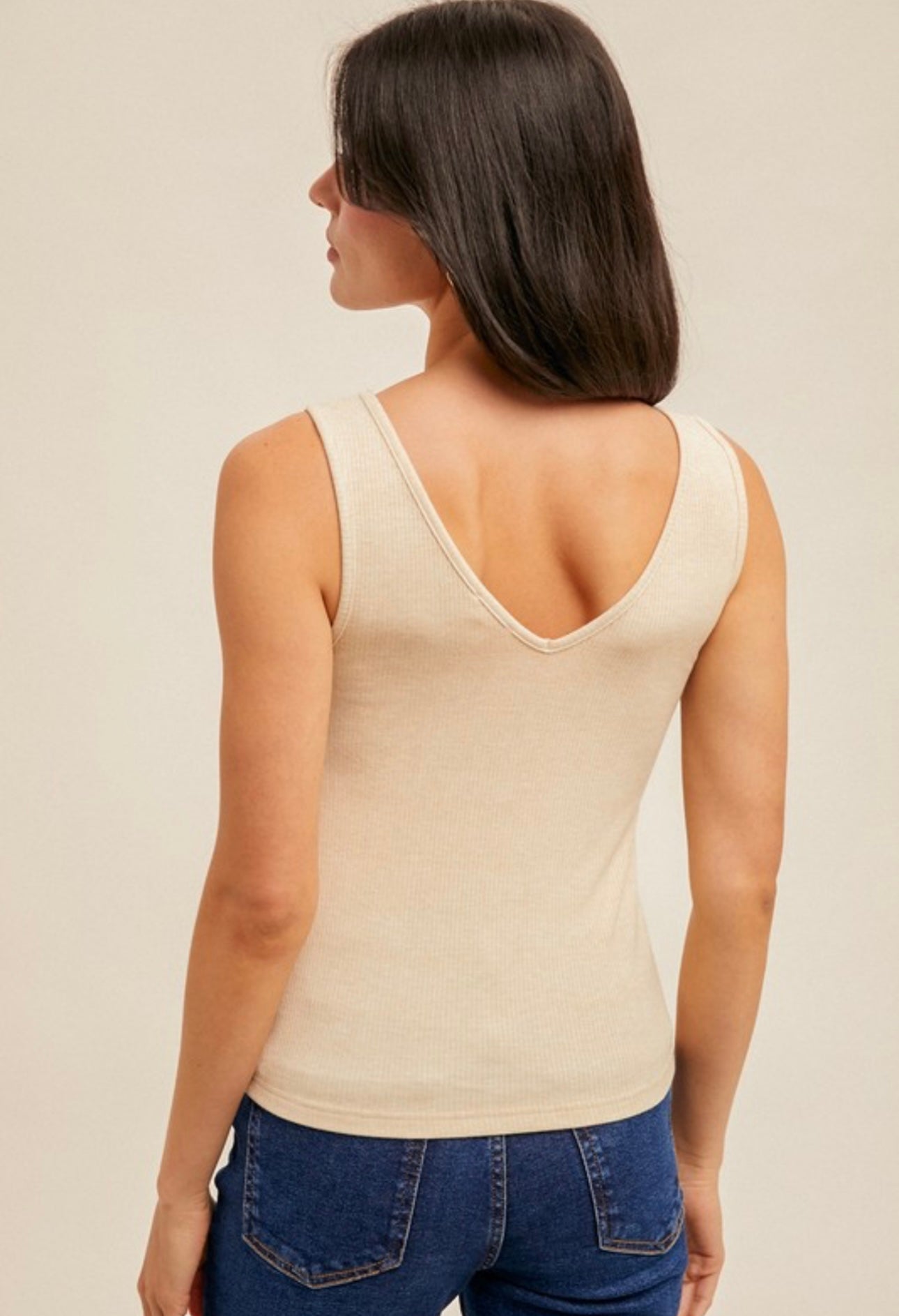 Taupe Lace Trimmed Tank