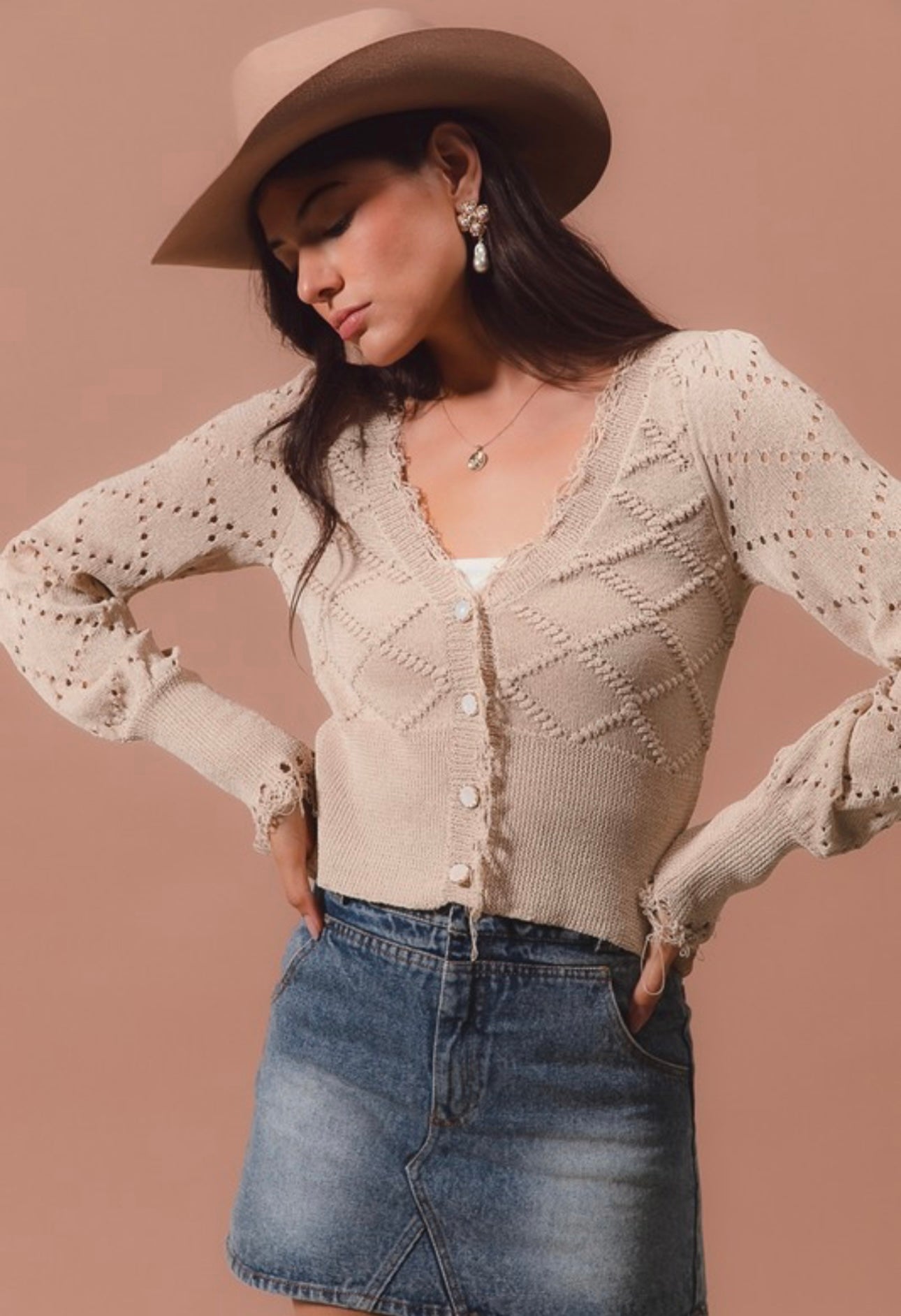 Oatmeal Frayed Sweater