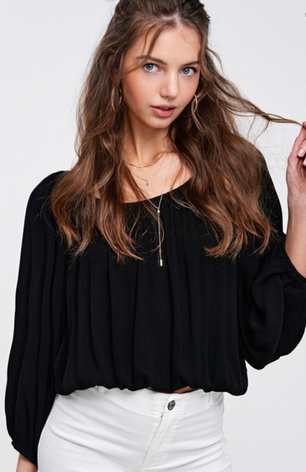 Toni Black Off Shoulder Top