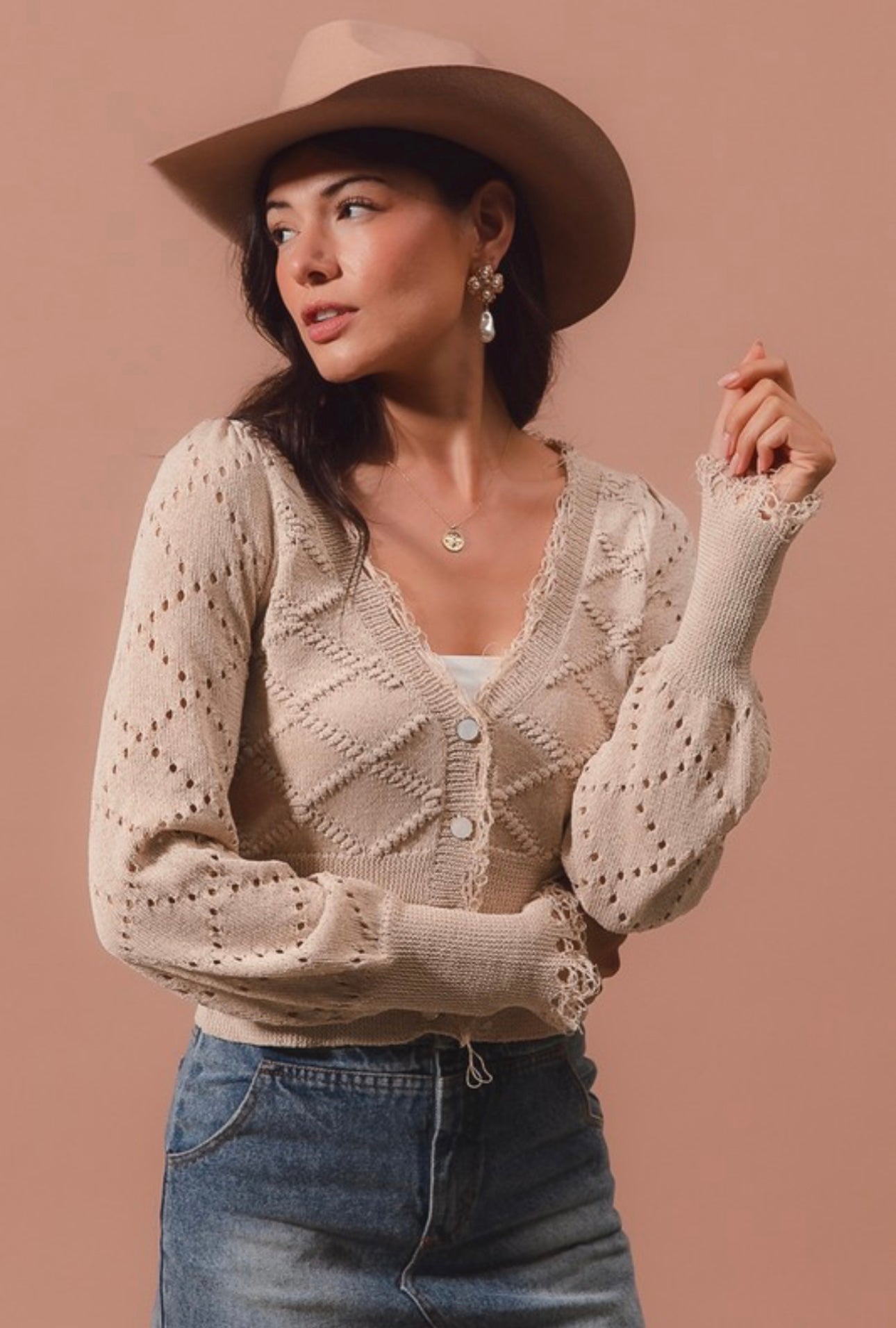 Oatmeal Frayed Sweater