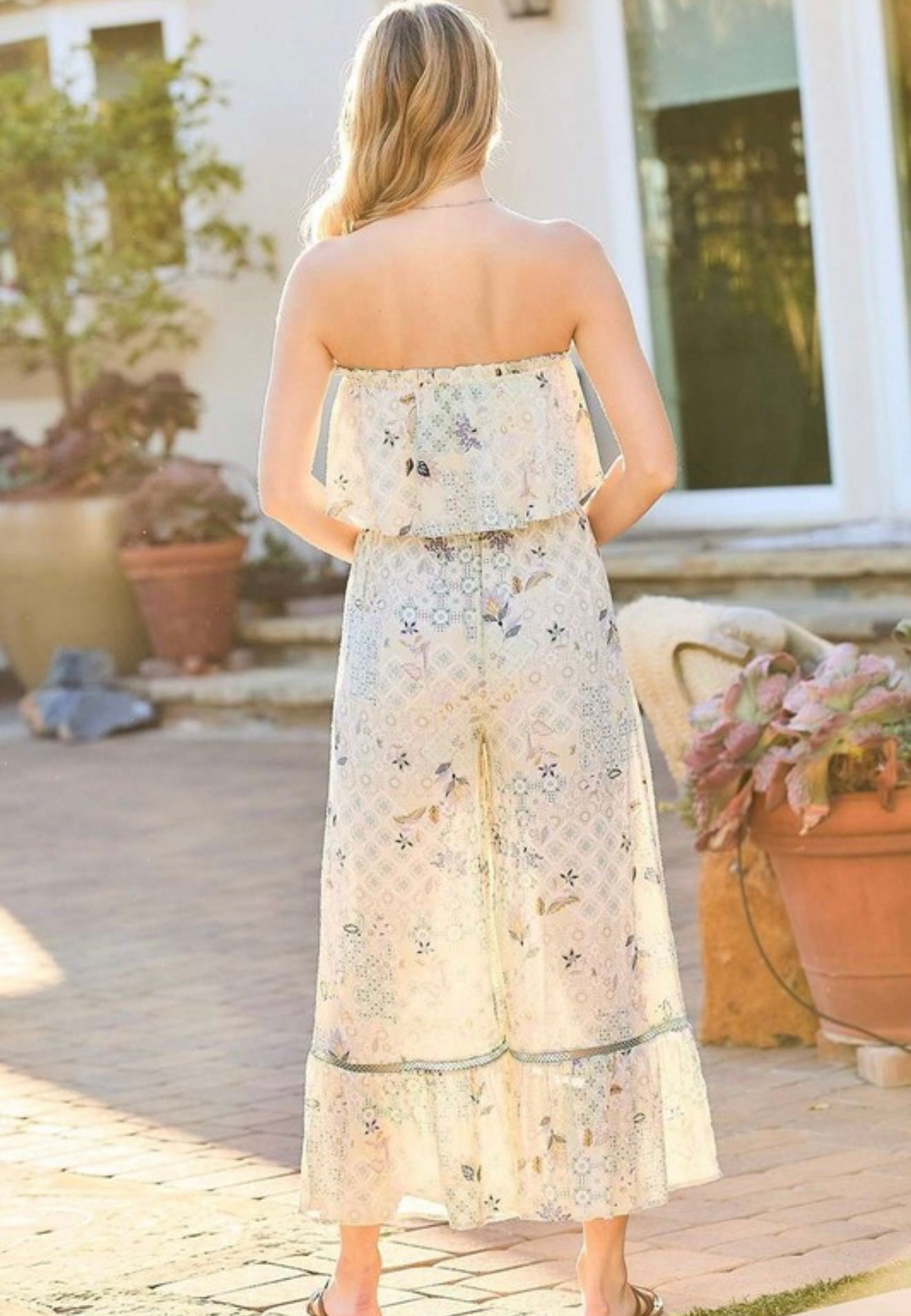 Strapless Lace Trim Jumpsuit