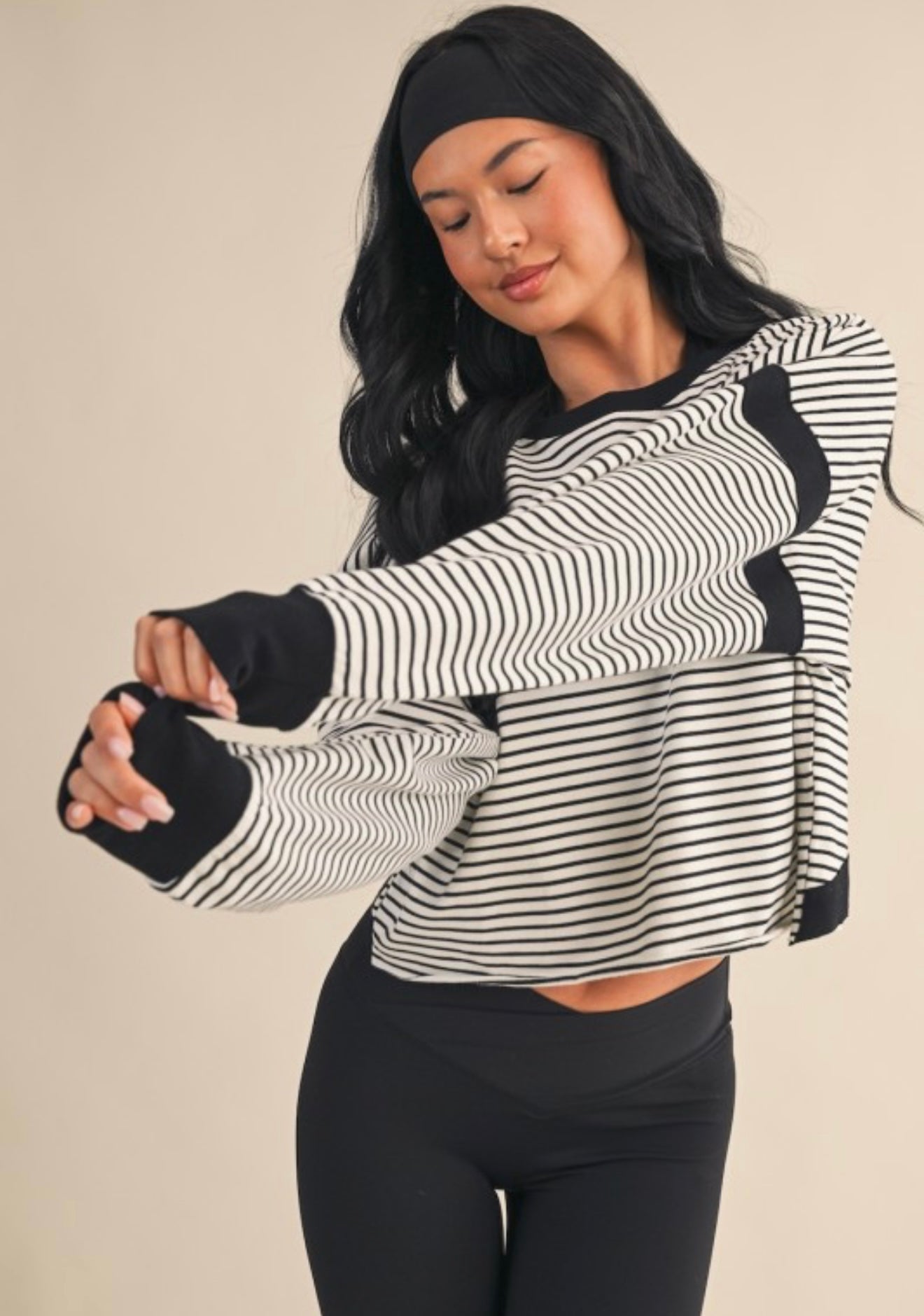 Stripe Cut Out Lightweight Sweatshirt